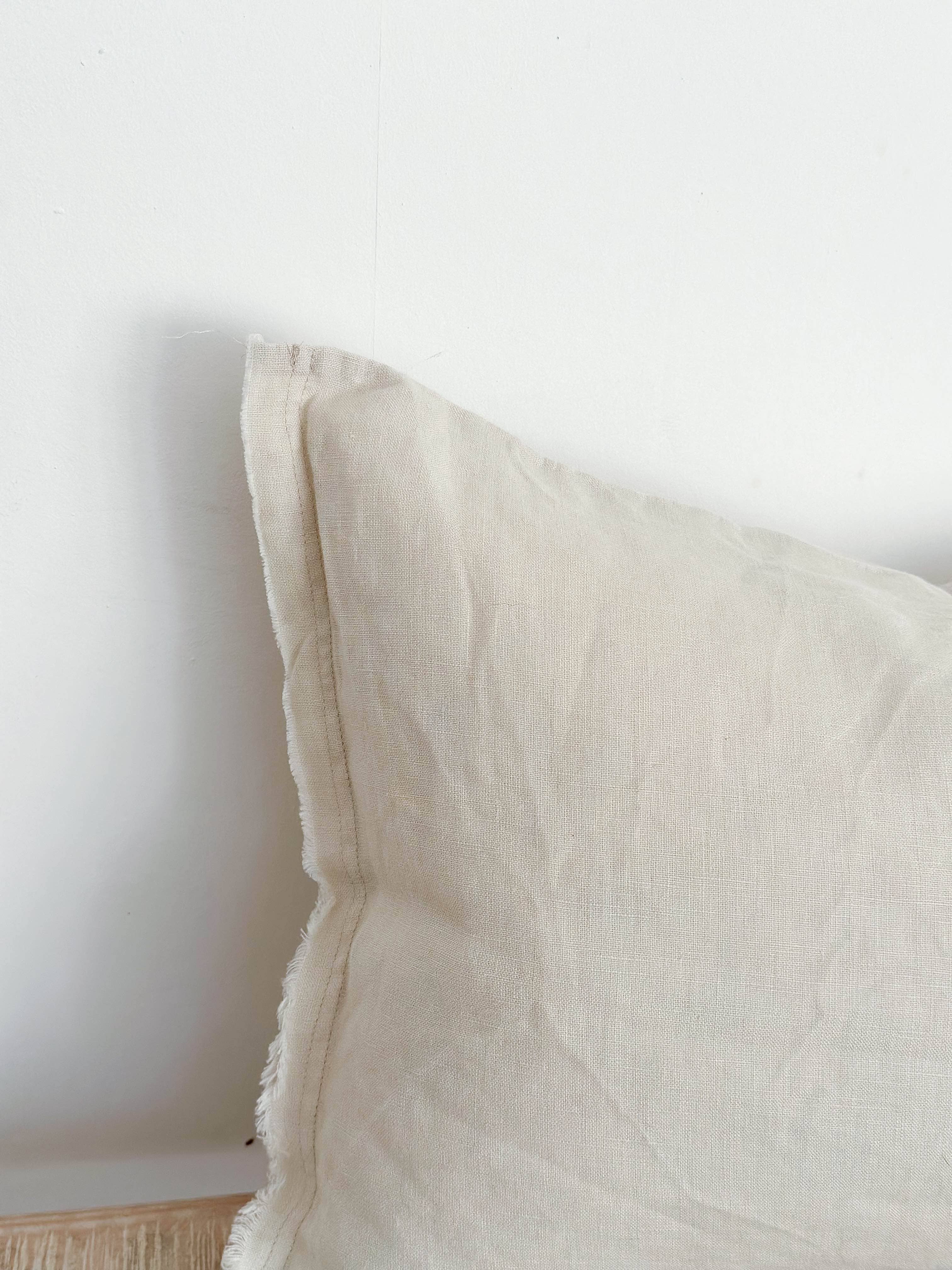 Stone Linen Cushion Cover, Frayed Edge  (50 x 30cm)
