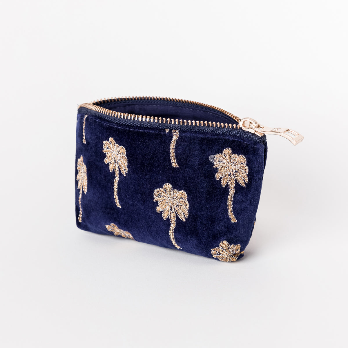 Gold Palm Coin Purse - Navy
