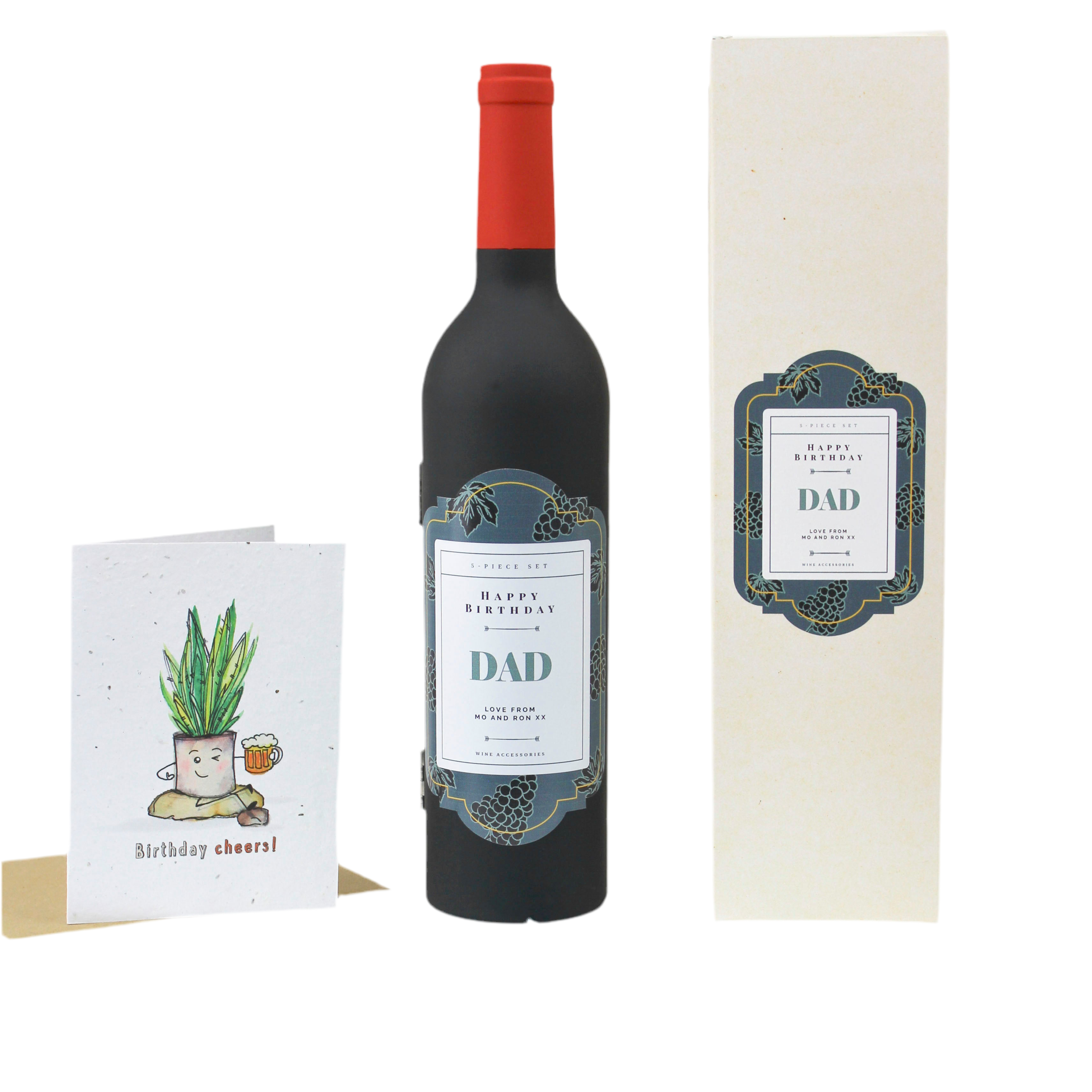 Personalised Wine Bottle Bar Set