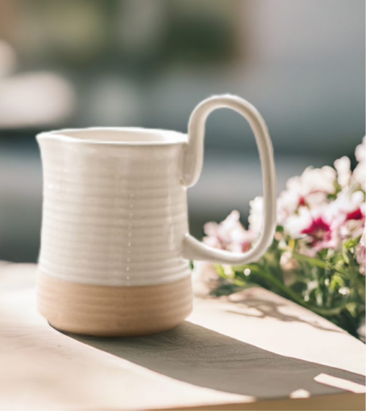 Stoneware Ceramic Jug in Milk White