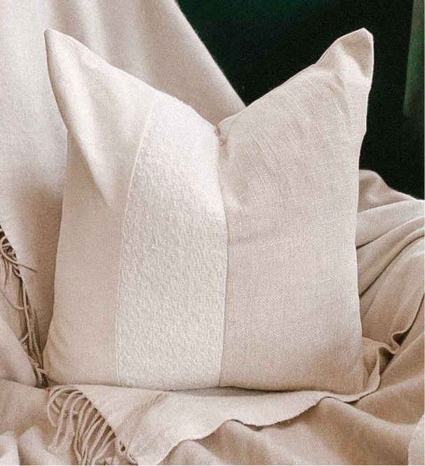 Natural Cushion with Boucle Insert