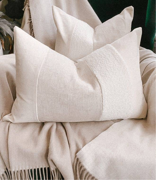 Natural Cushion with Boucle Insert
