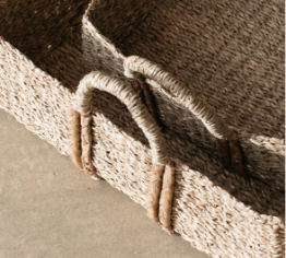 Set of 2 Rectangular Seagrass Basket Trays