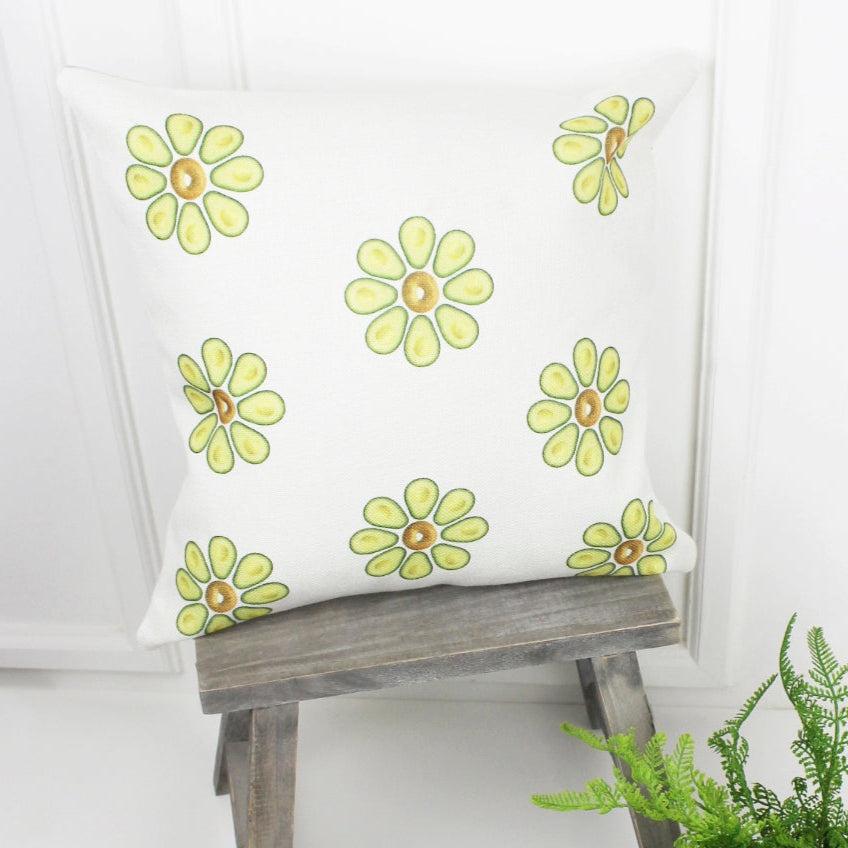 Avocado & Bagel Linen Flower Cushion