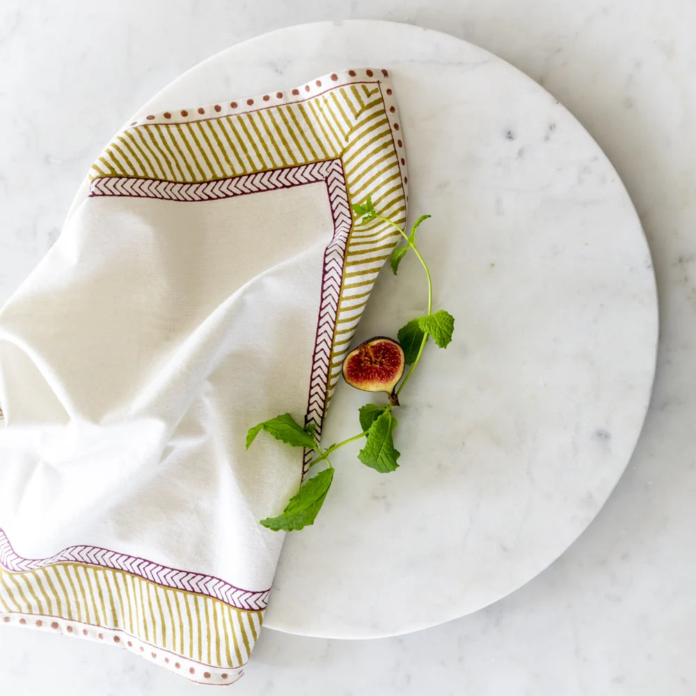 Striped & Spotted Block Print Napkin