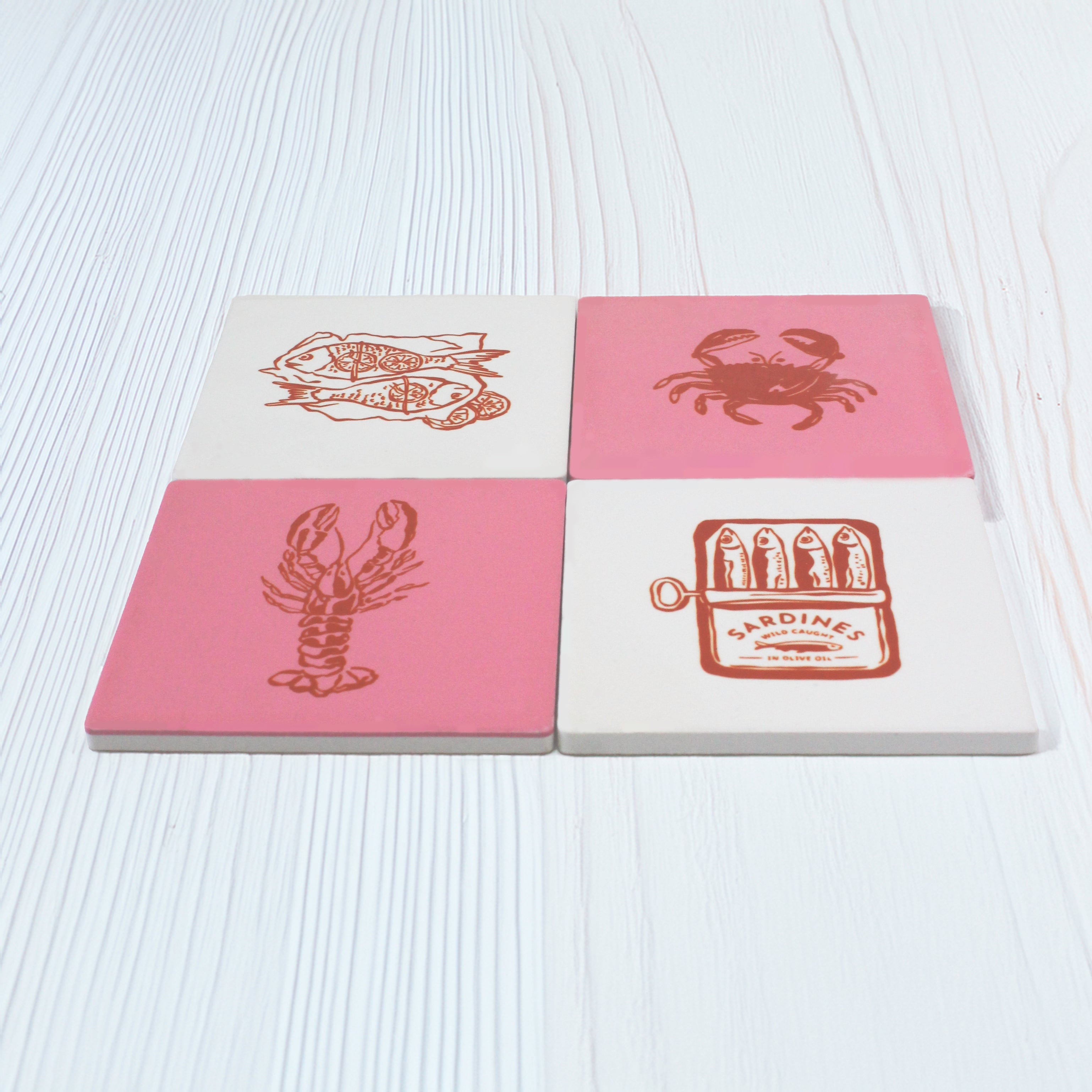 Seafood-Inspired Ceramic Coasters