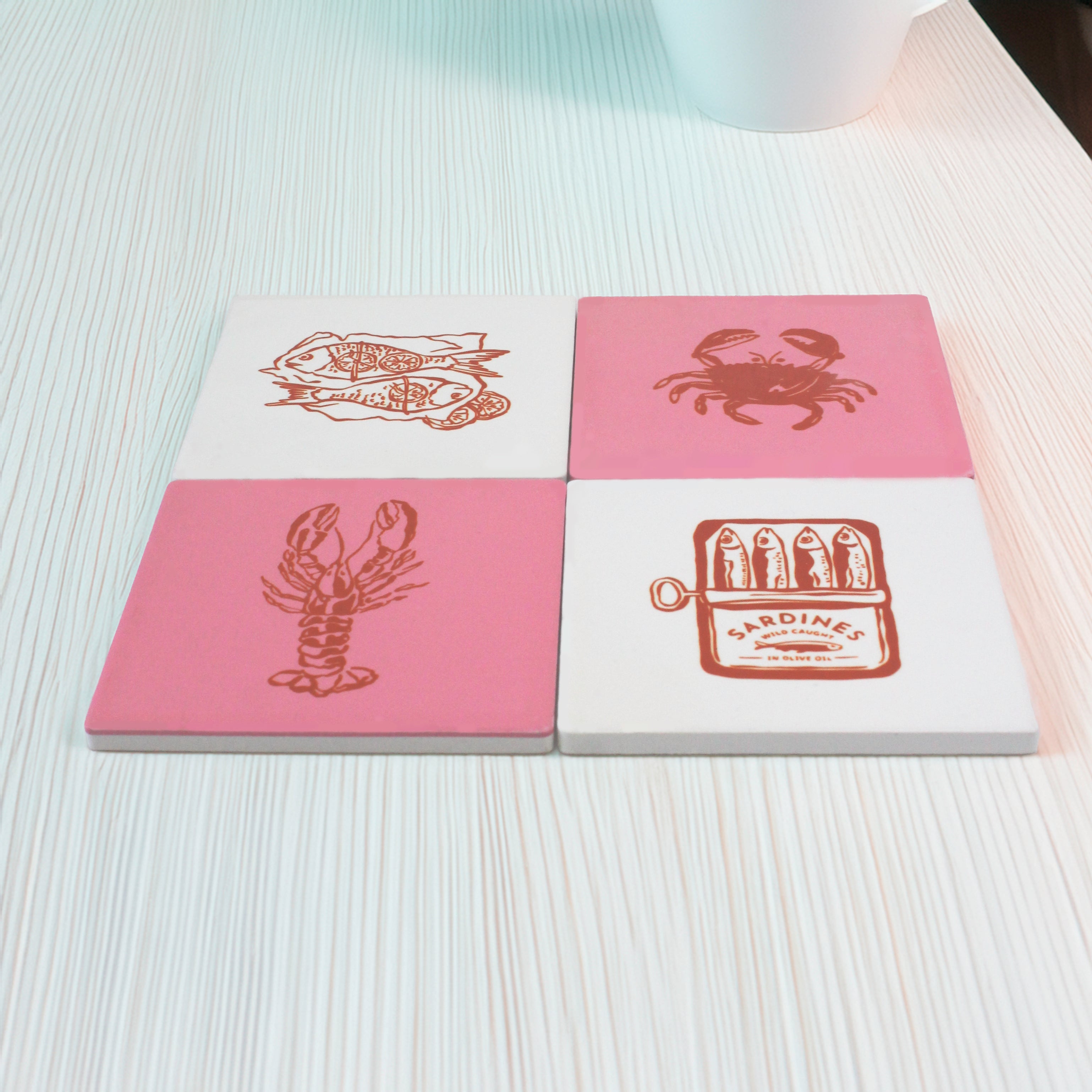 Seafood-Inspired Ceramic Coasters