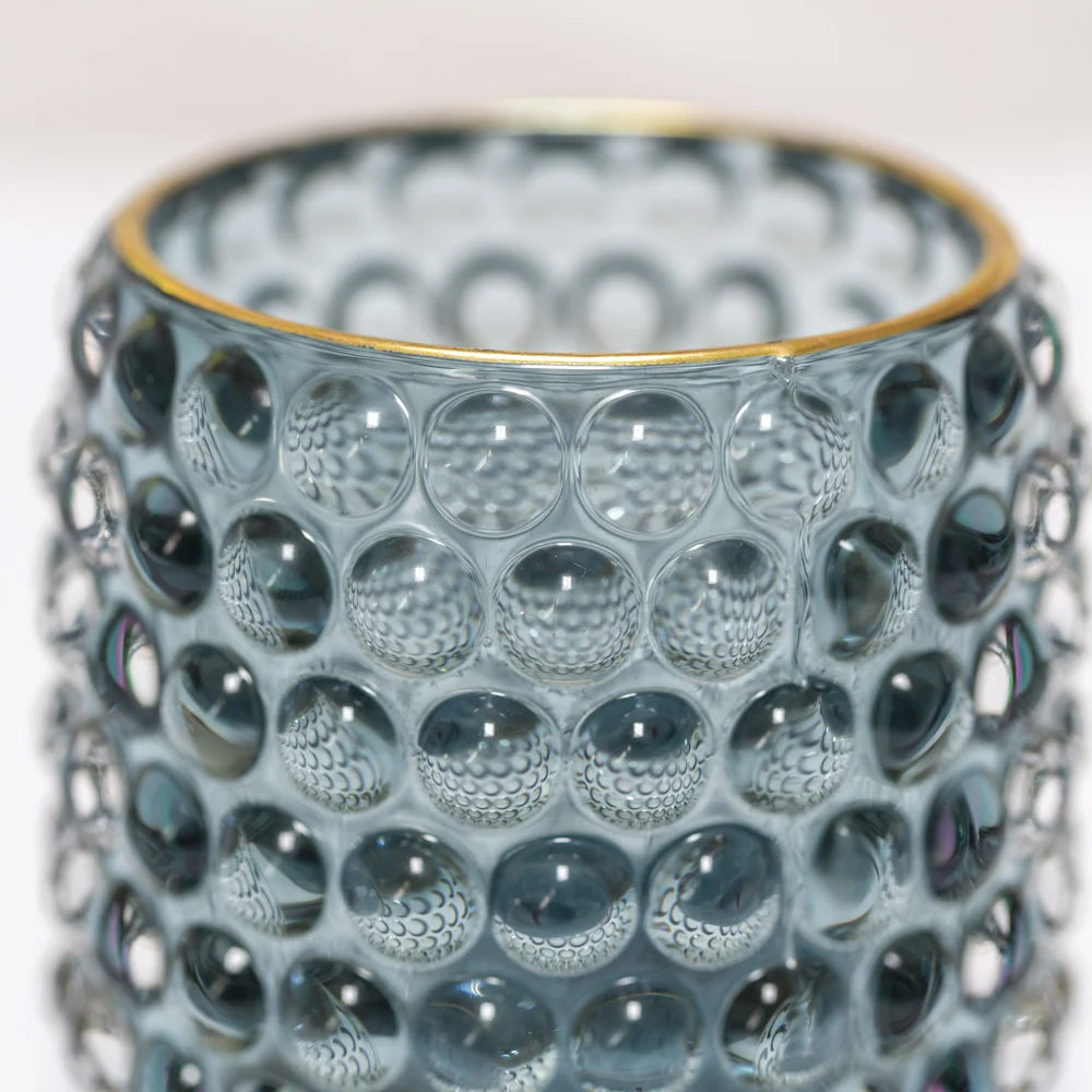 Powder Blue Tall Bubble Glass Votive