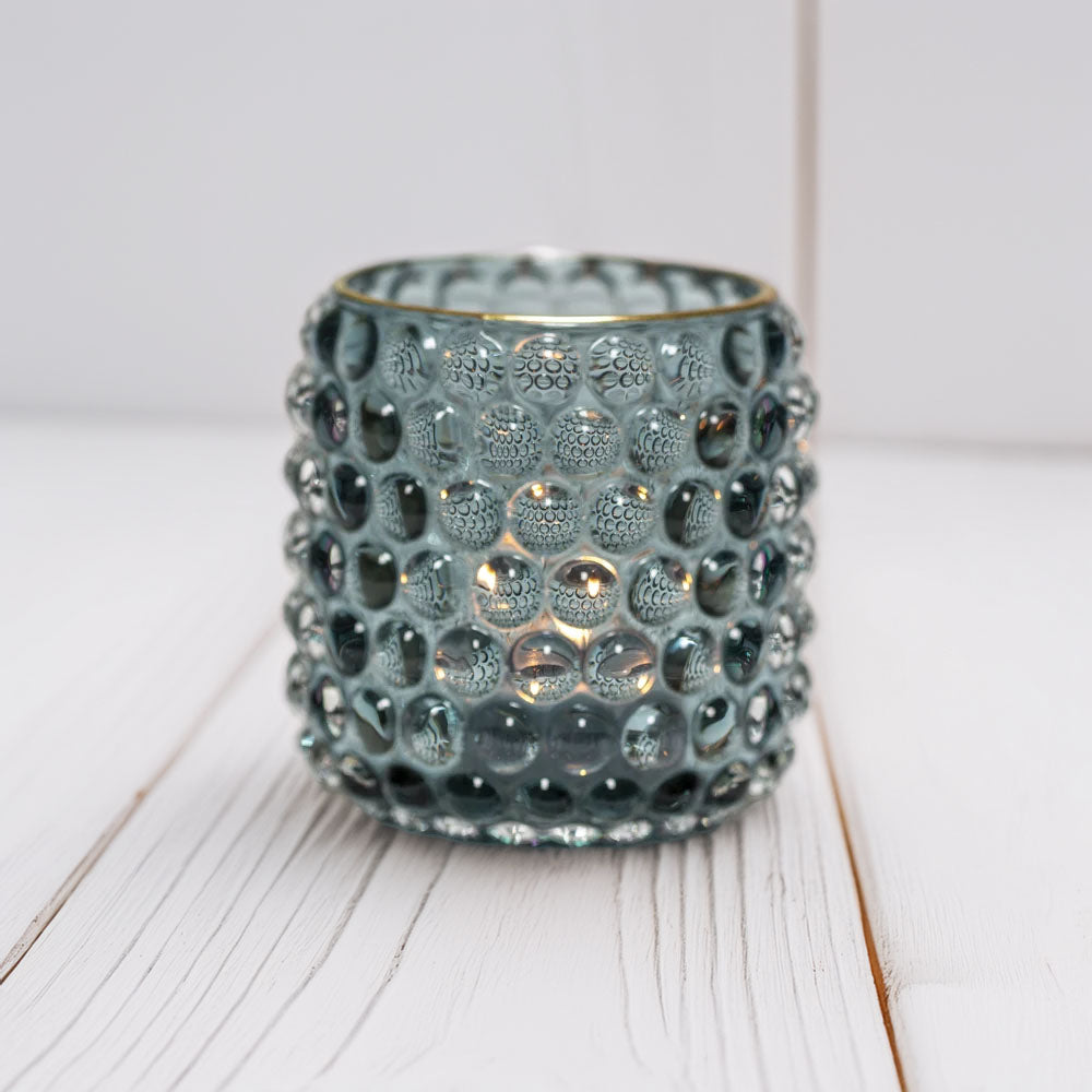 Powder Blue Tall Bubble Glass Votive