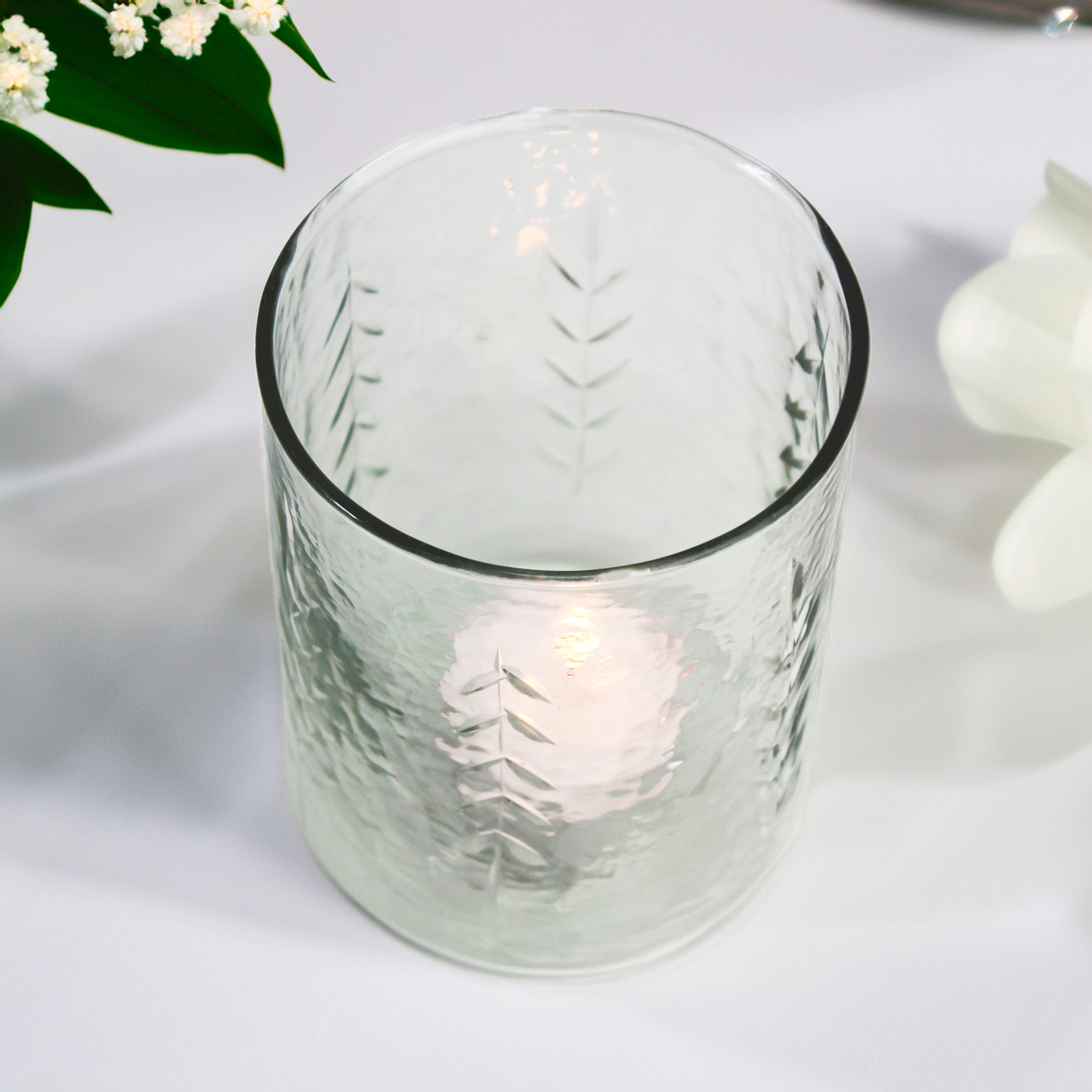 Etched Glass Votive – Tall