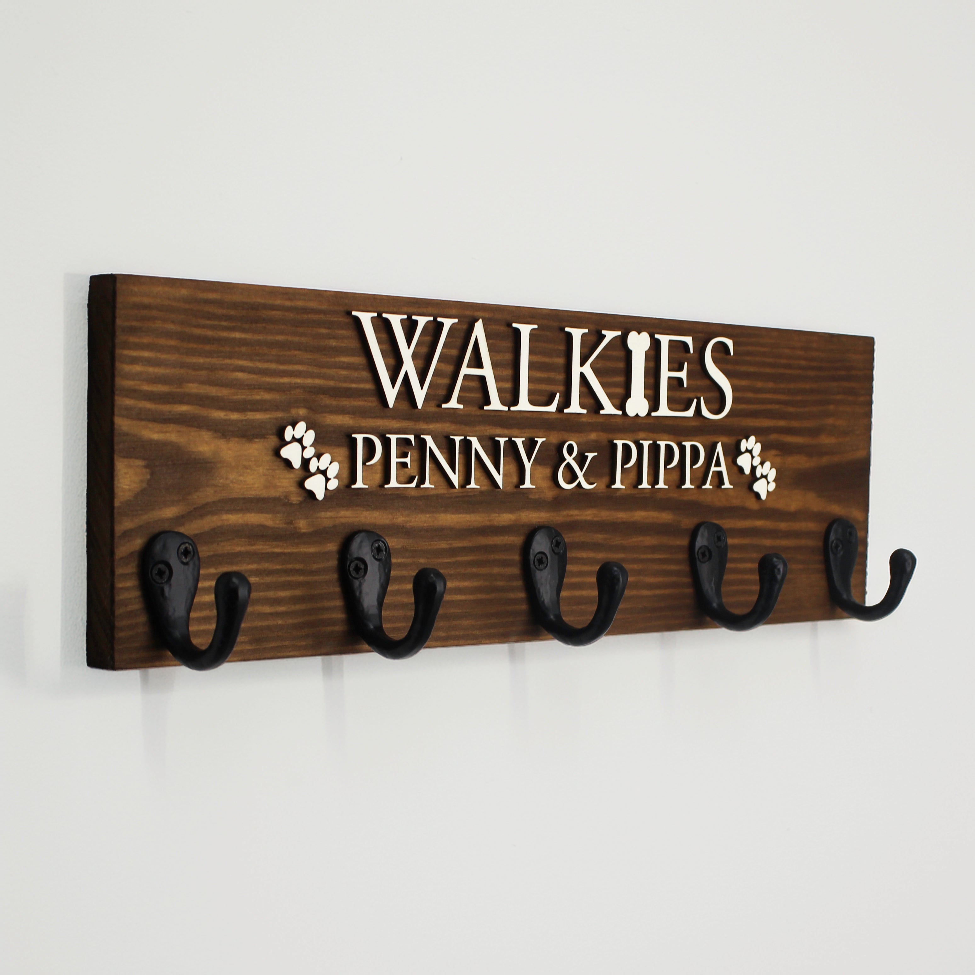 Personalised 'WALKIE'S' Dog Lead Hook