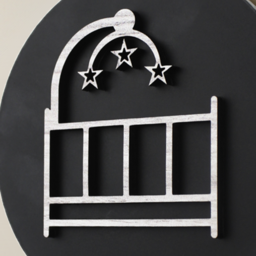 Baby Room Cot with Mobile Door Plaque – Available in Two Sizes