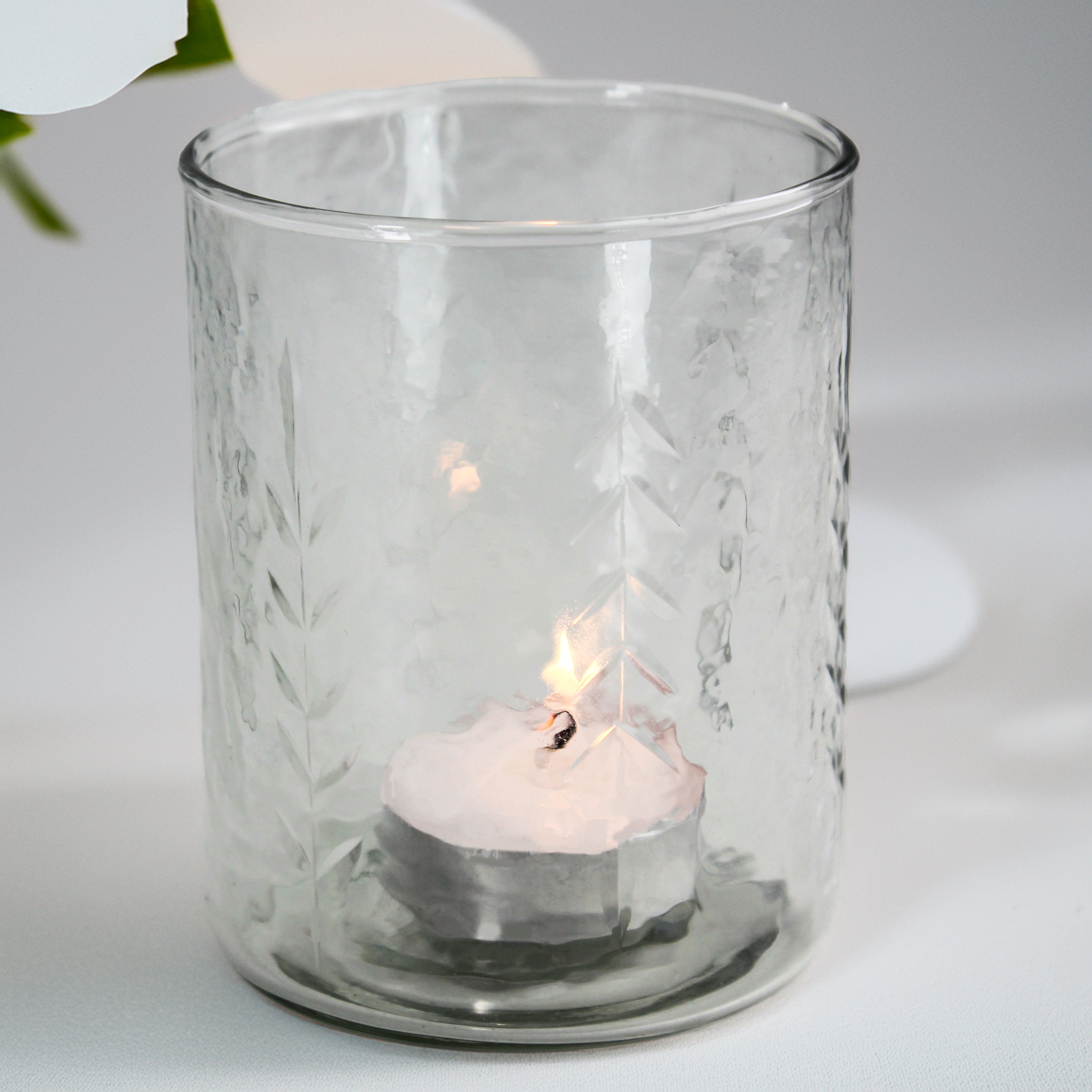 Etched Glass Votive – Tall