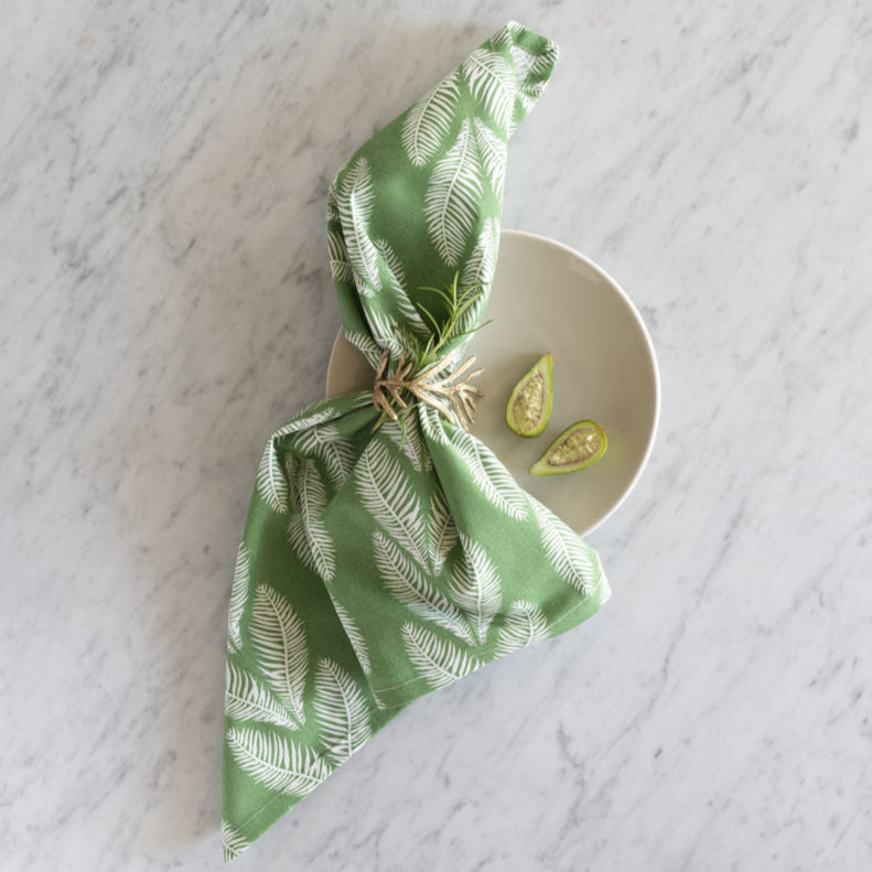 Vibrant Green Leaf Napkin – Hand Block Printed