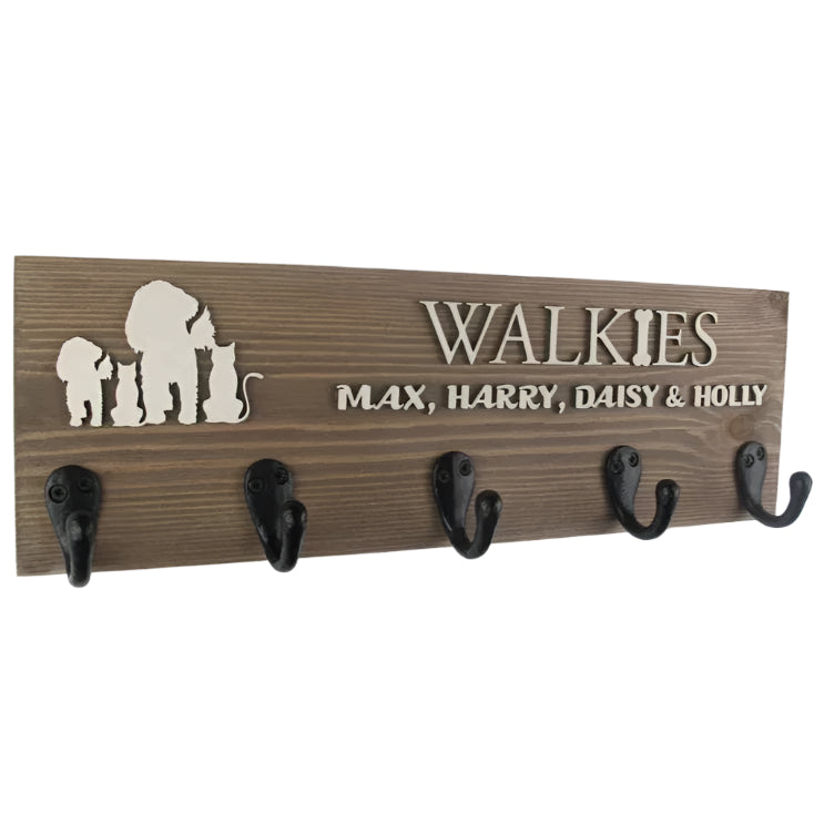 Personalised Dog Lead Hook Sign –  Dog Breed Silhouette