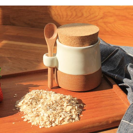 Our Cubby Handmade Ceramic Storage Pot with Cork Lid & Spoon