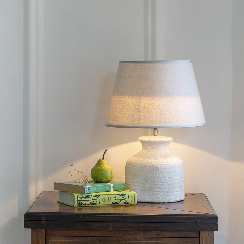 Stoneware Lamp With Cream Shade