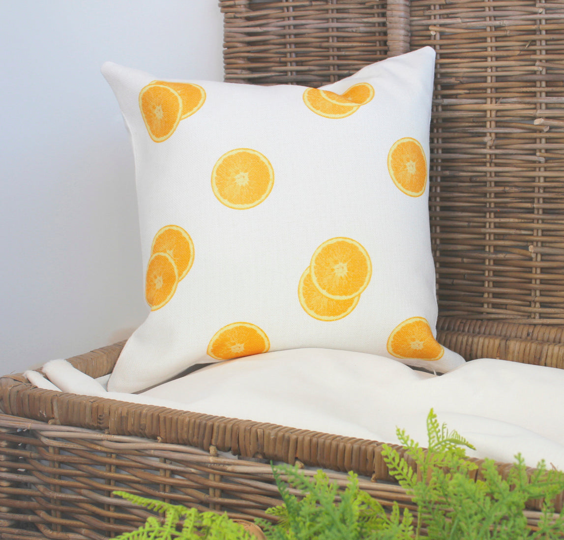 Orange Slices Cream Linen Cushion