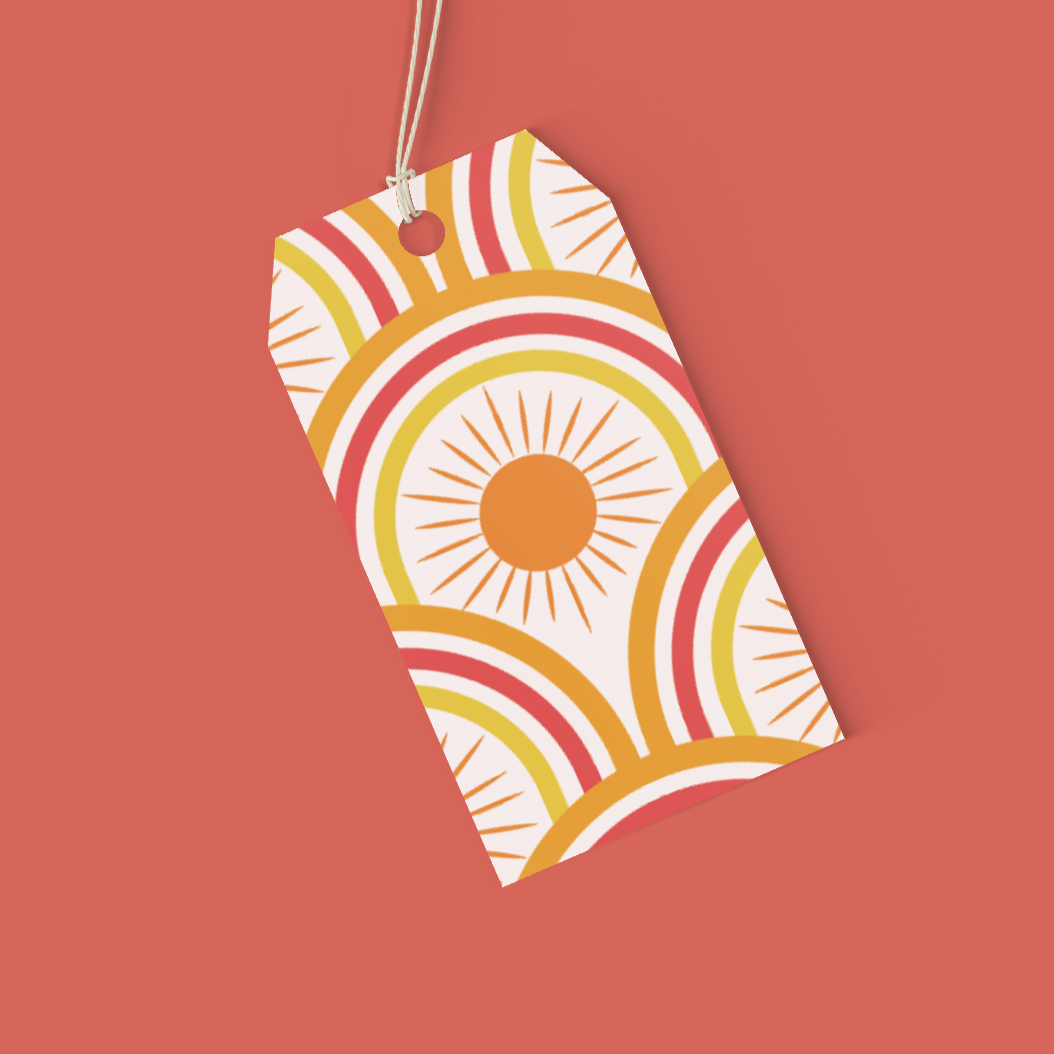 bright orange and yellow gift tag