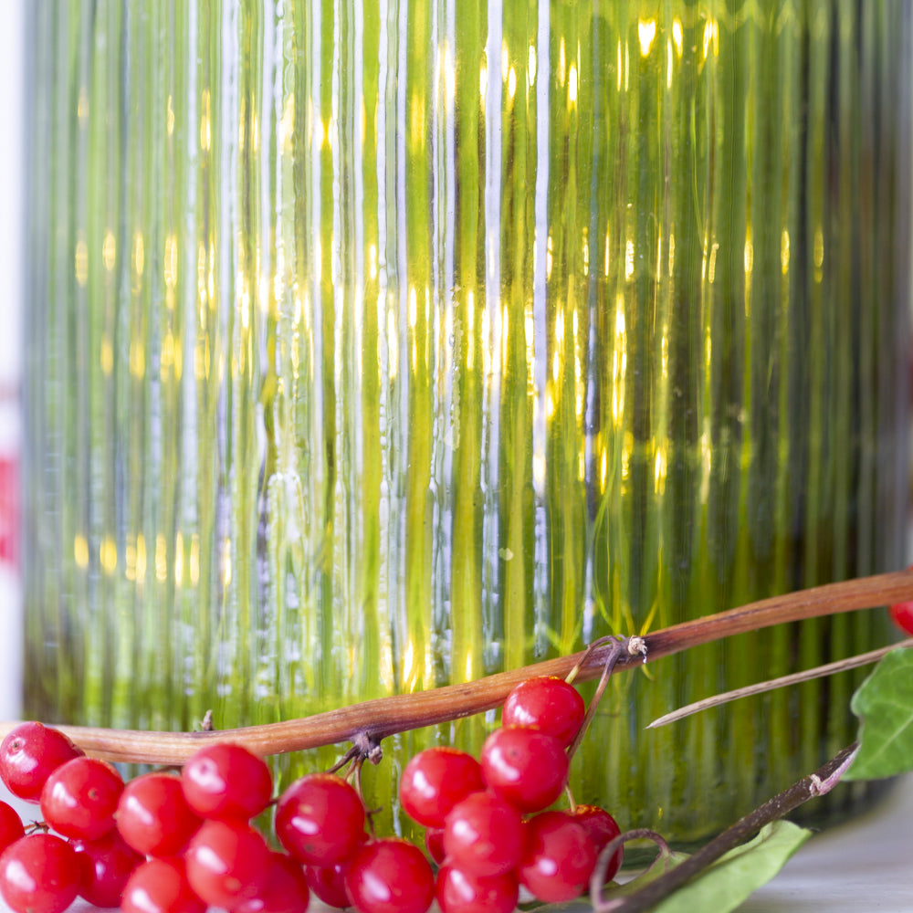 Tall Ribbed Hurricane Glass Candle Holder