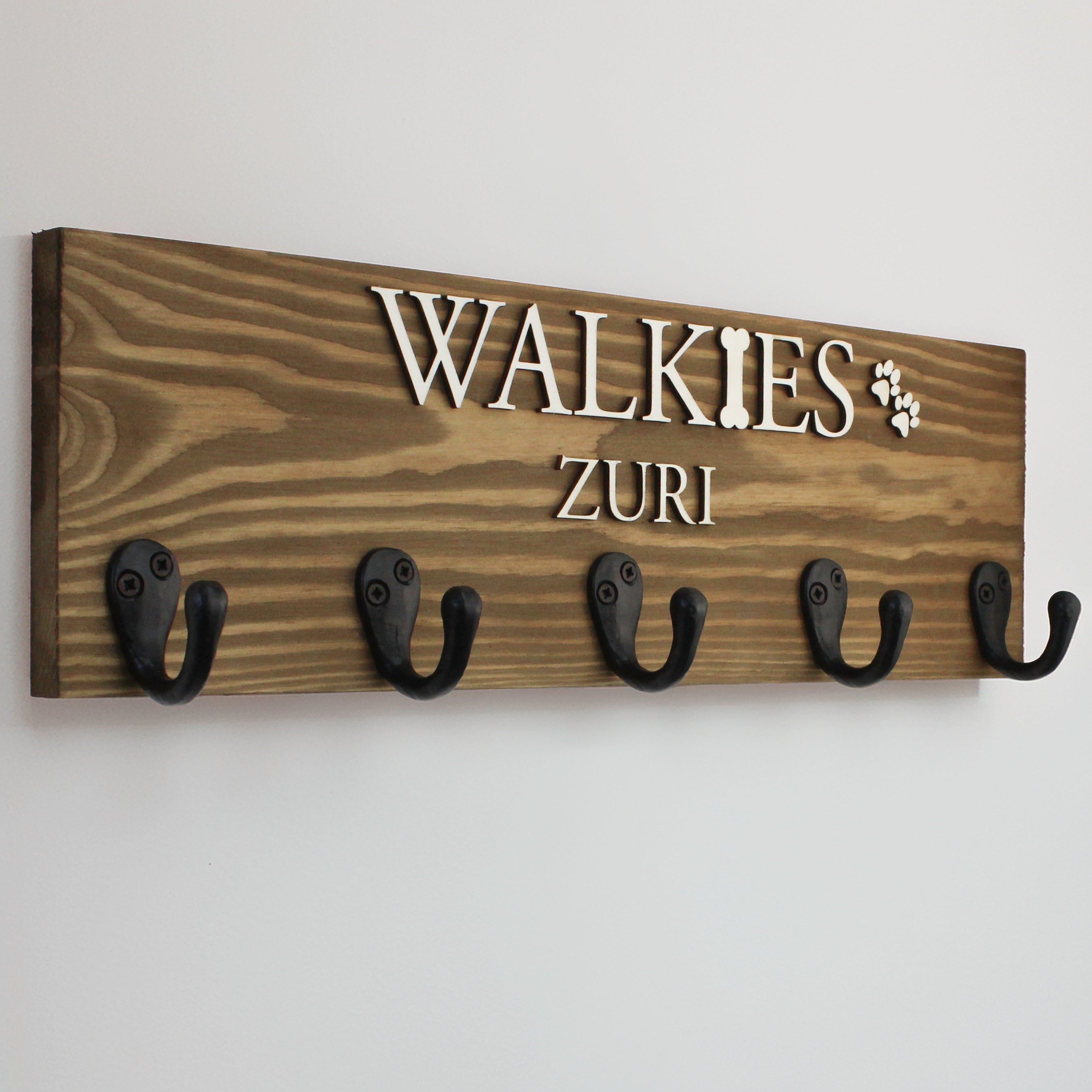 Personalised 'WALKIE'S' Dog Lead Hook