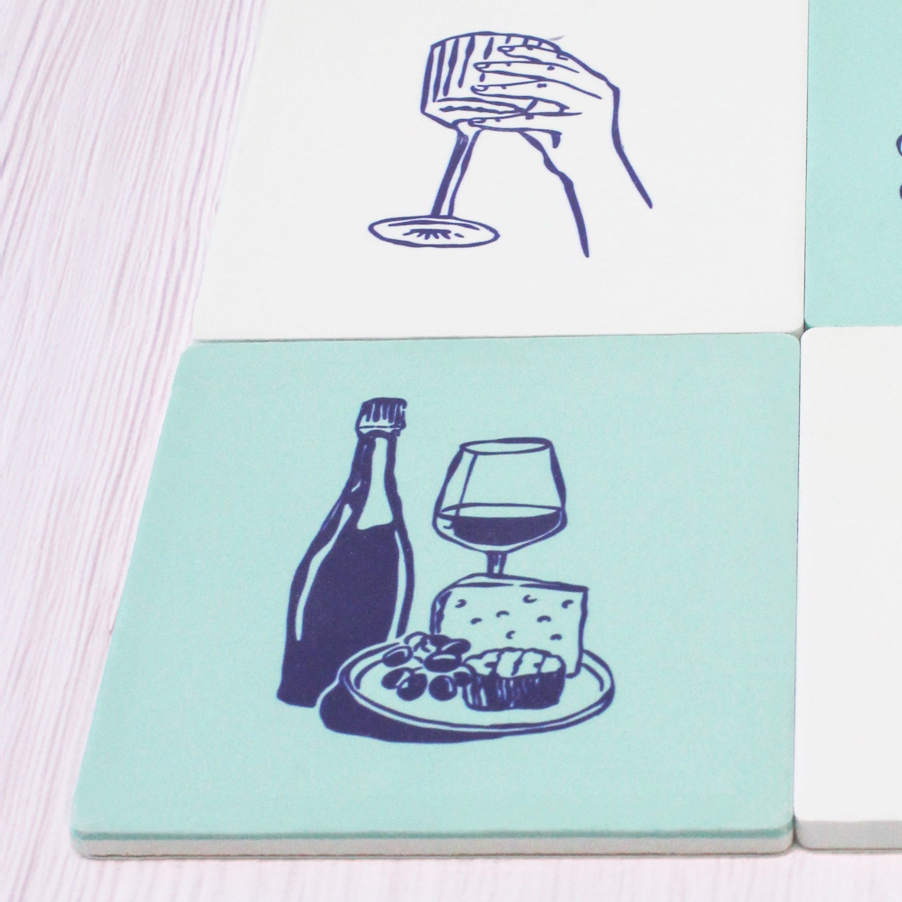 Wine, Cheese & Coffee Ceramic Coasters