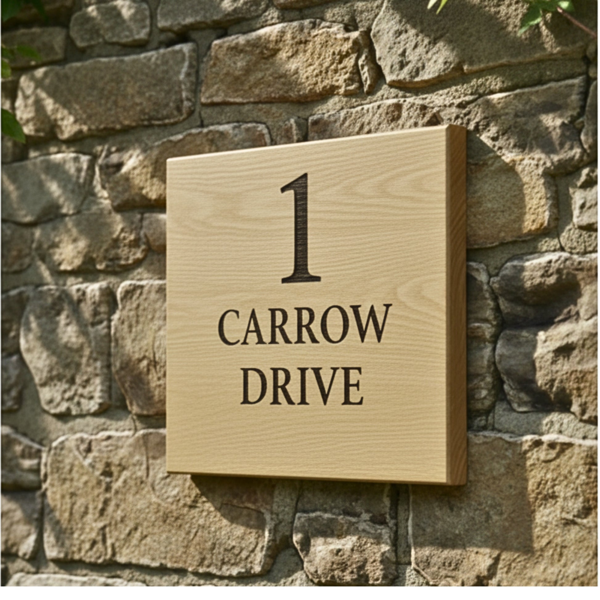 Accoya square Wood Engraved House Sign | Solid Wood Address Sign | Mac & Lilly UK - Mac and Lilly