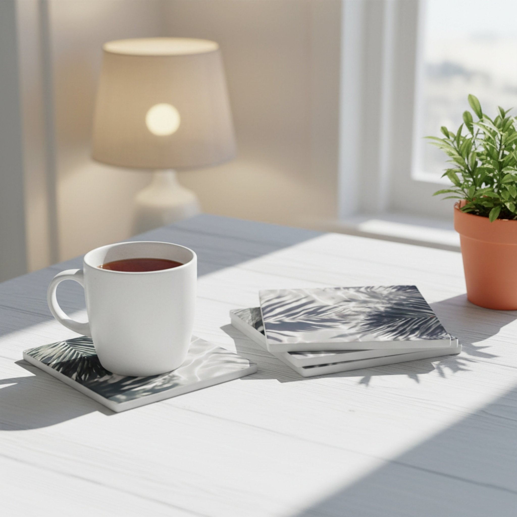 Jungle Leaf Pattern Ceramic Coaster - Mac and Lilly