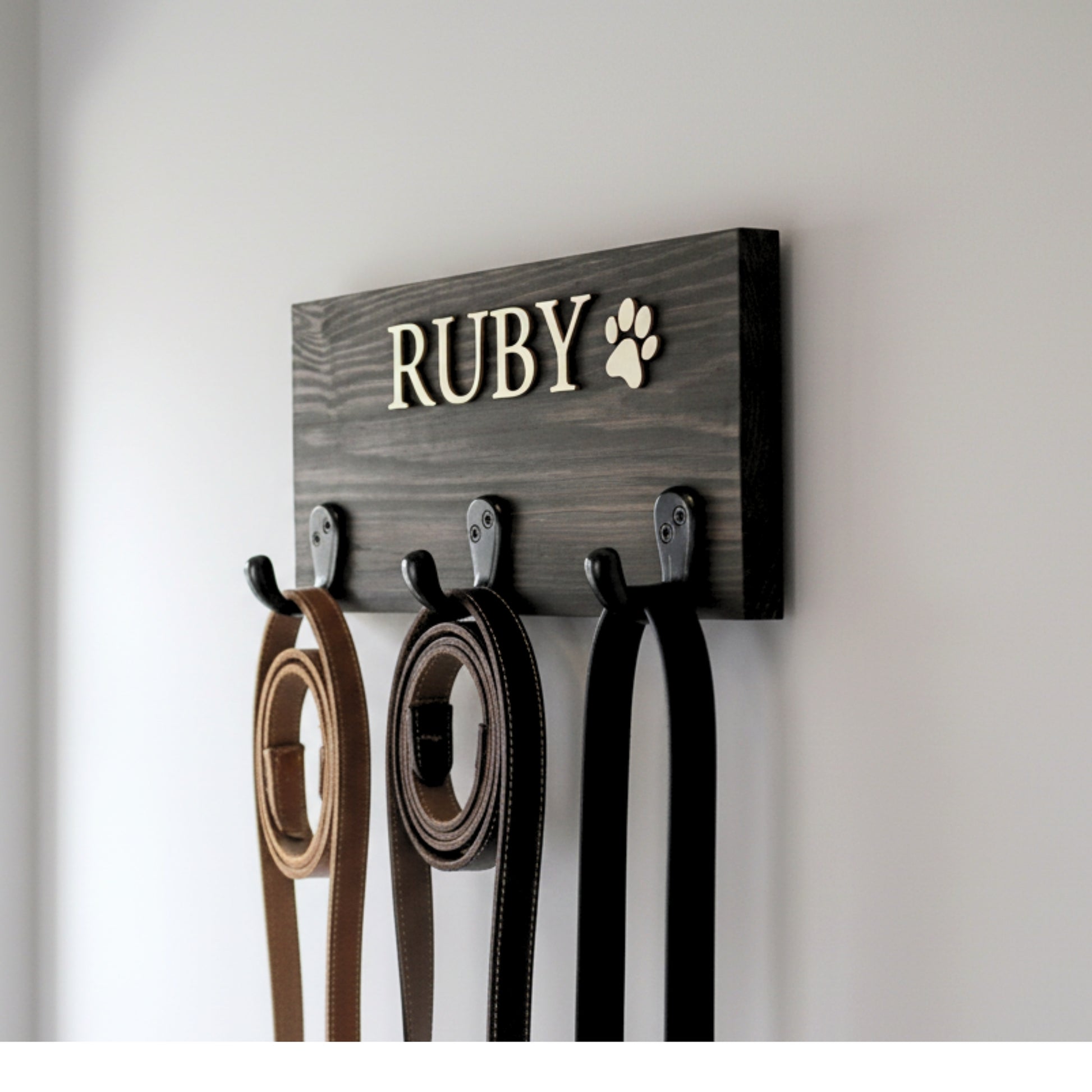 Personalised Dog Name Lead Holder | Raised Lettering - Mac and Lilly