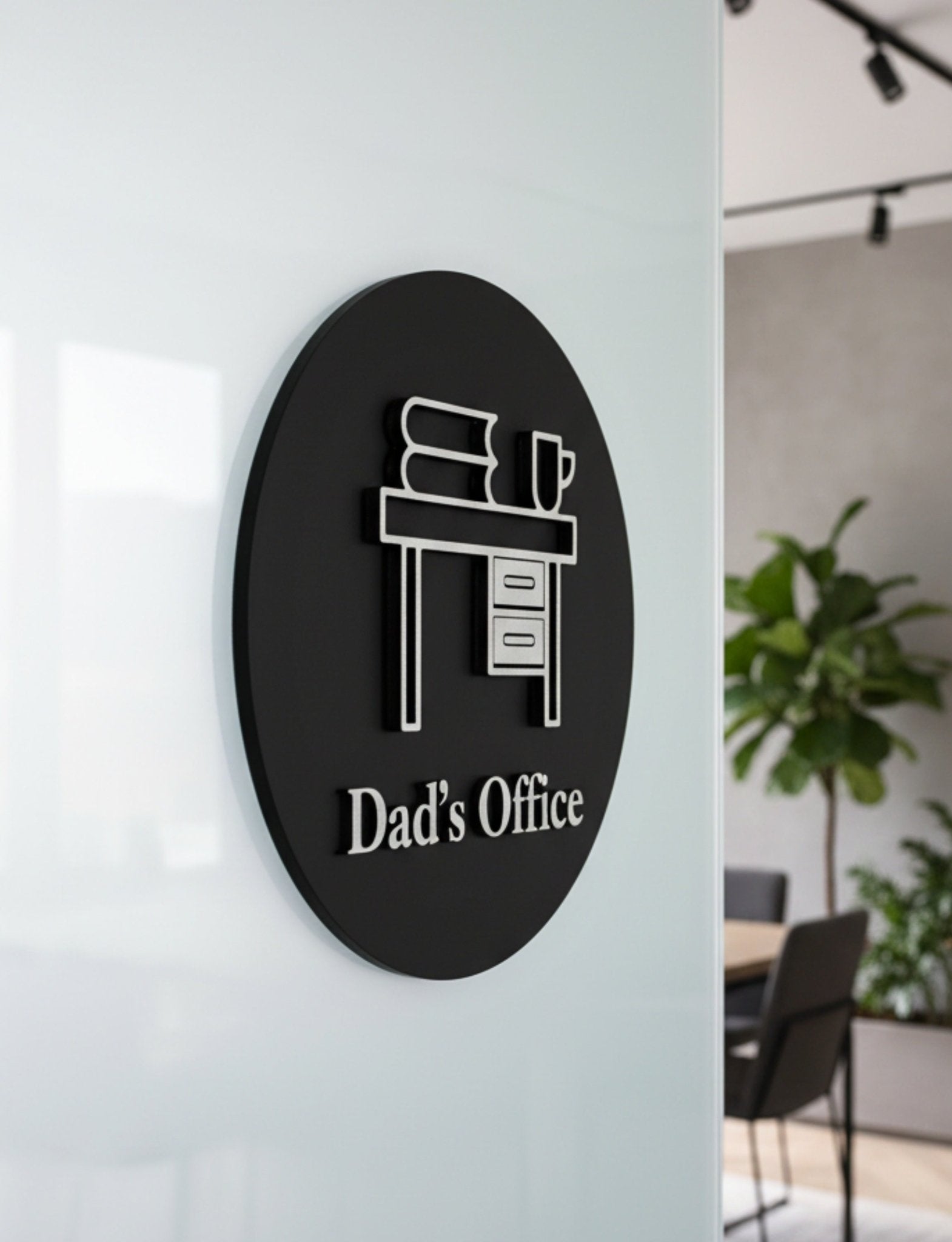 Office Desk with Files and Coffee Cup Door Plaque – Available in Two Sizes - Mac and Lilly