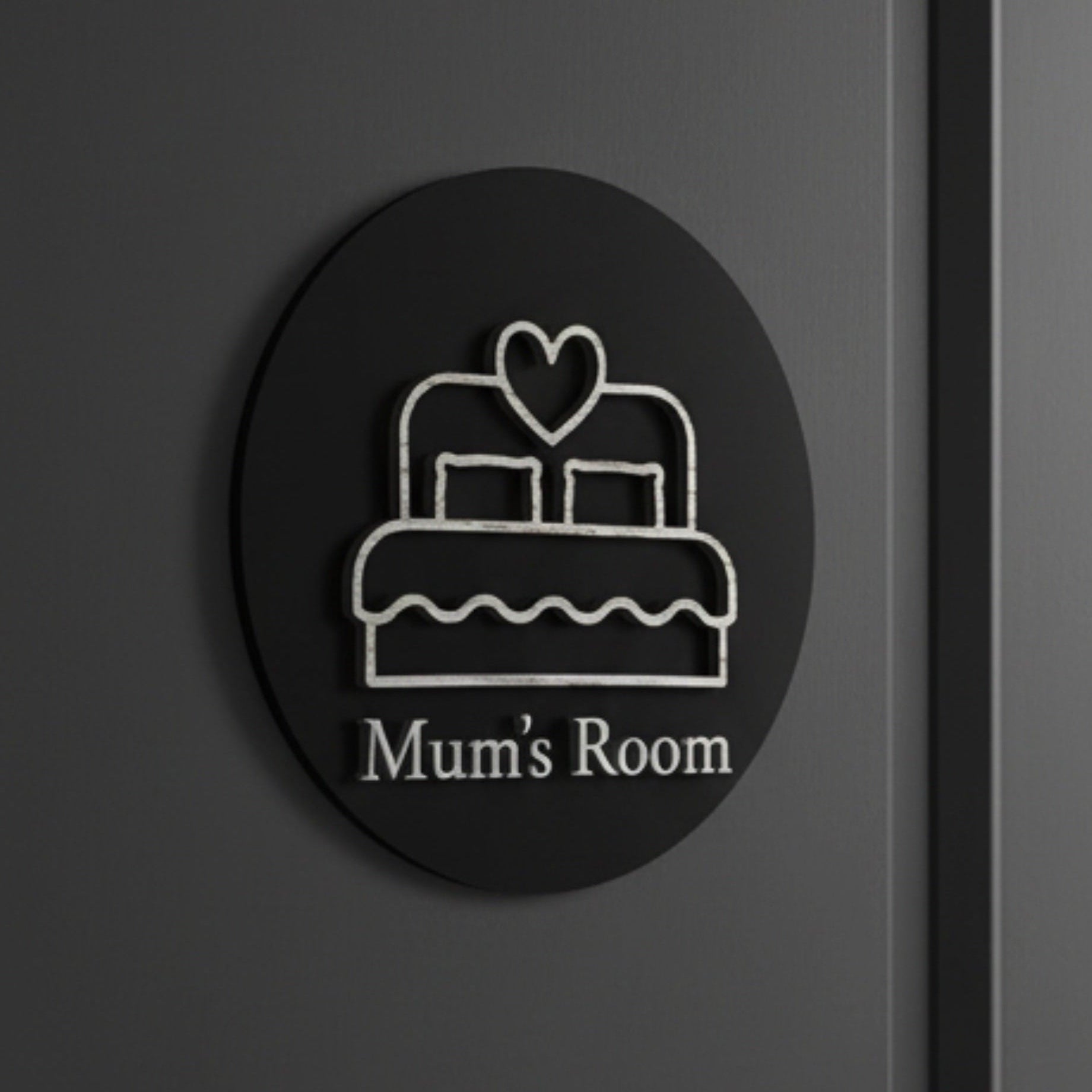 Bedroom Bed with Heart, Door Plaque - Available in Two Sizes - Mac and Lilly