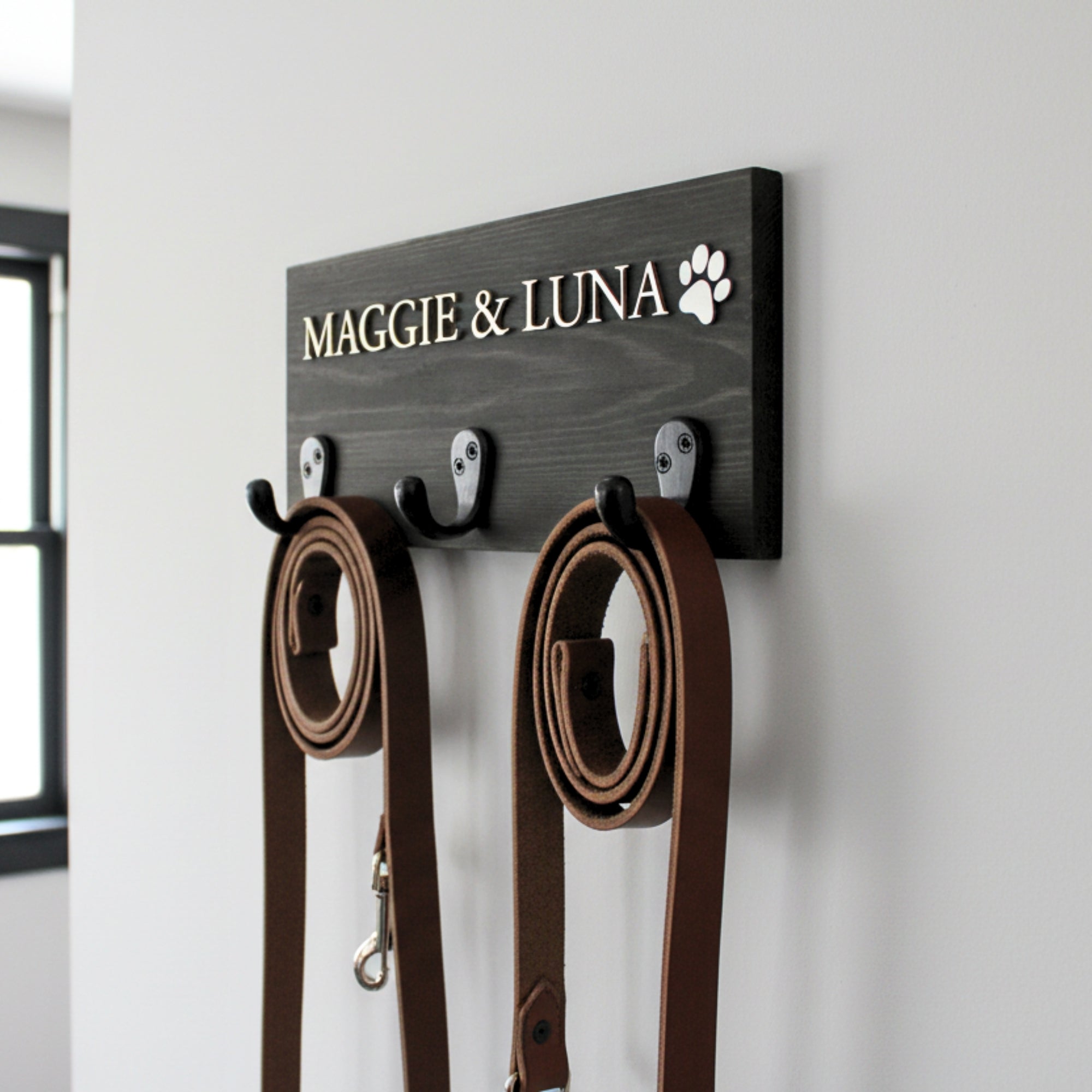 Personalised Dog Name Lead Holder | Raised Lettering