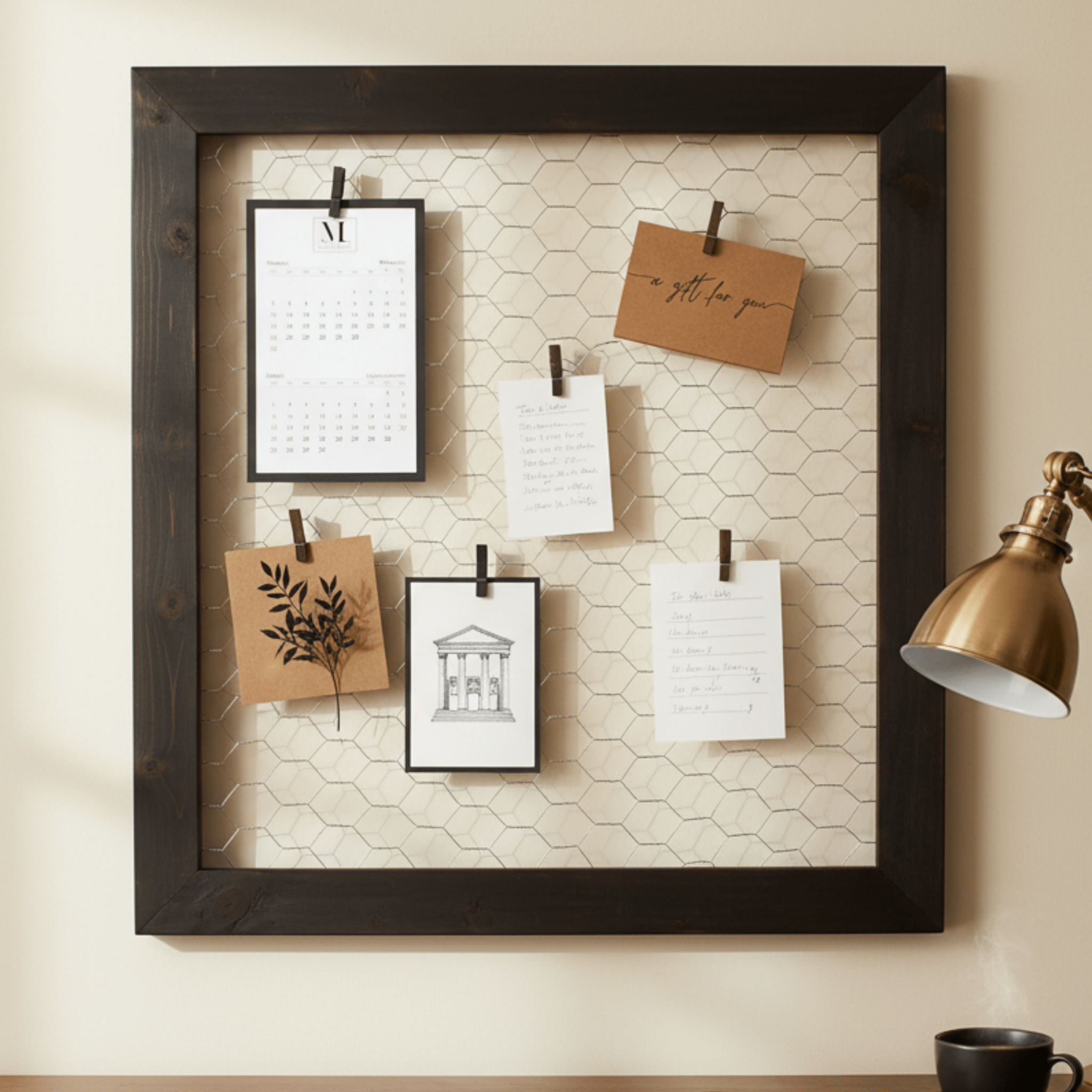 French Style Rustic Wire Memo Board - With Pegs - Mac and Lilly