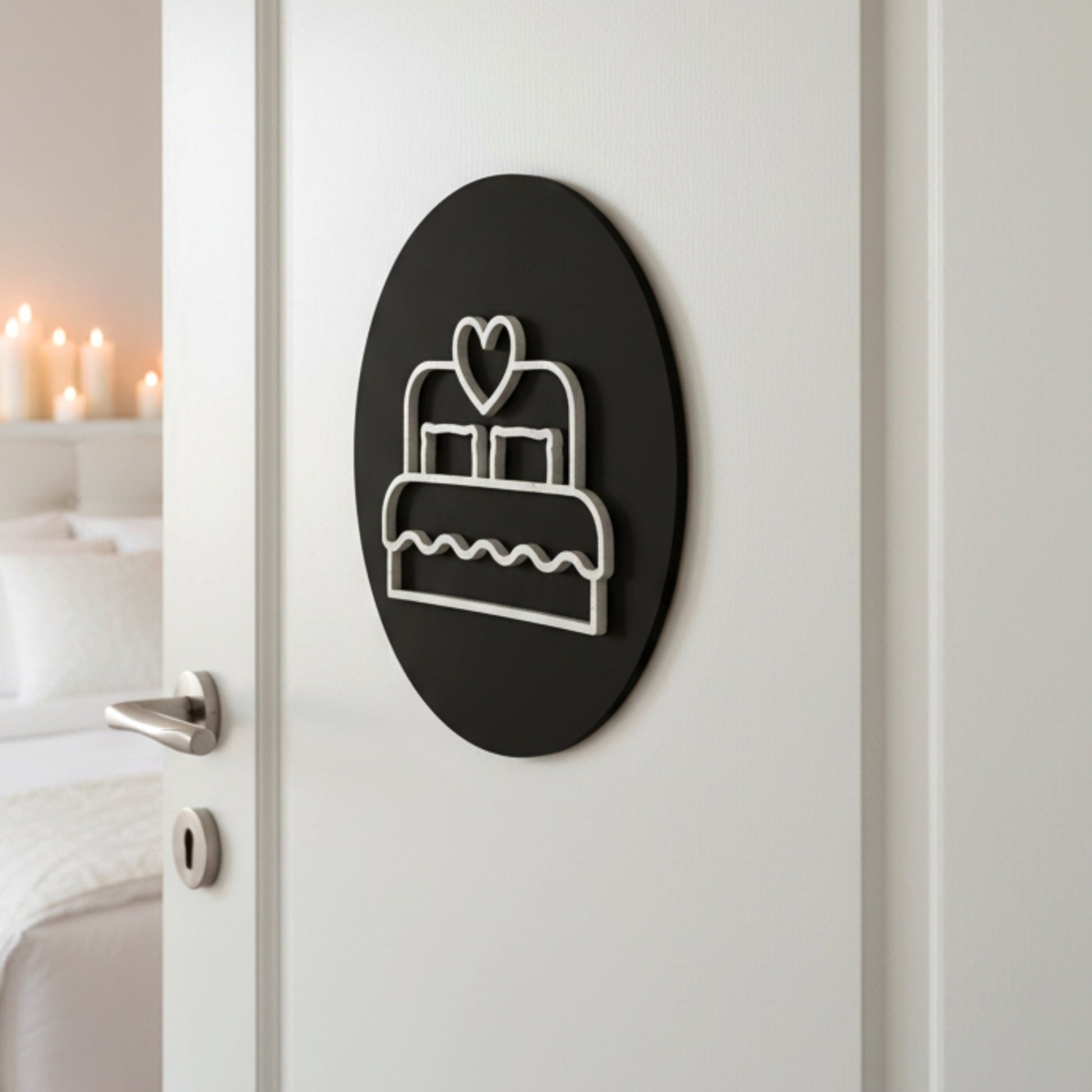 Bedroom Bed with Heart, Door Plaque - Available in Two Sizes - Mac and Lilly