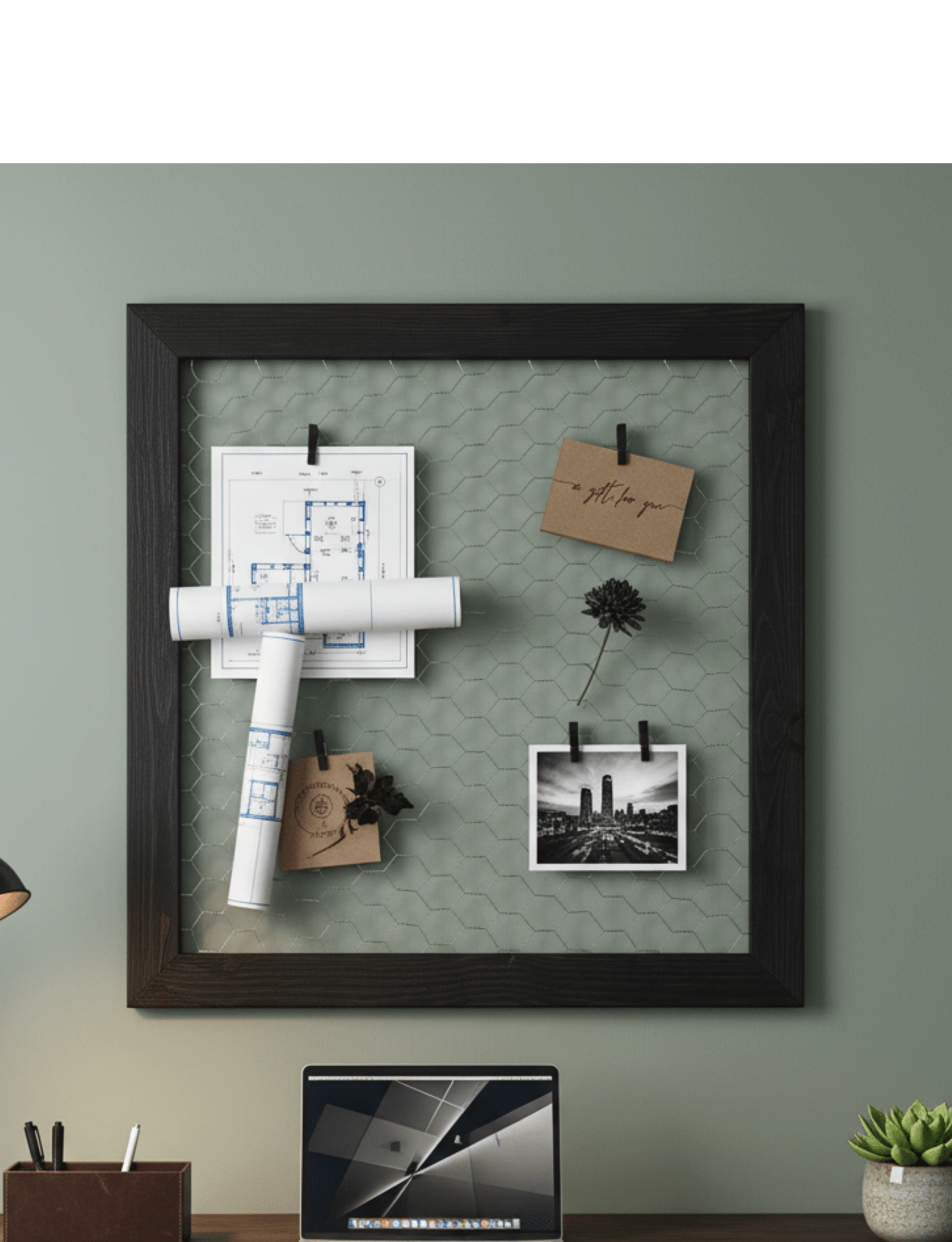 French Style Rustic Wire Memo Board - With Pegs - Mac and Lilly