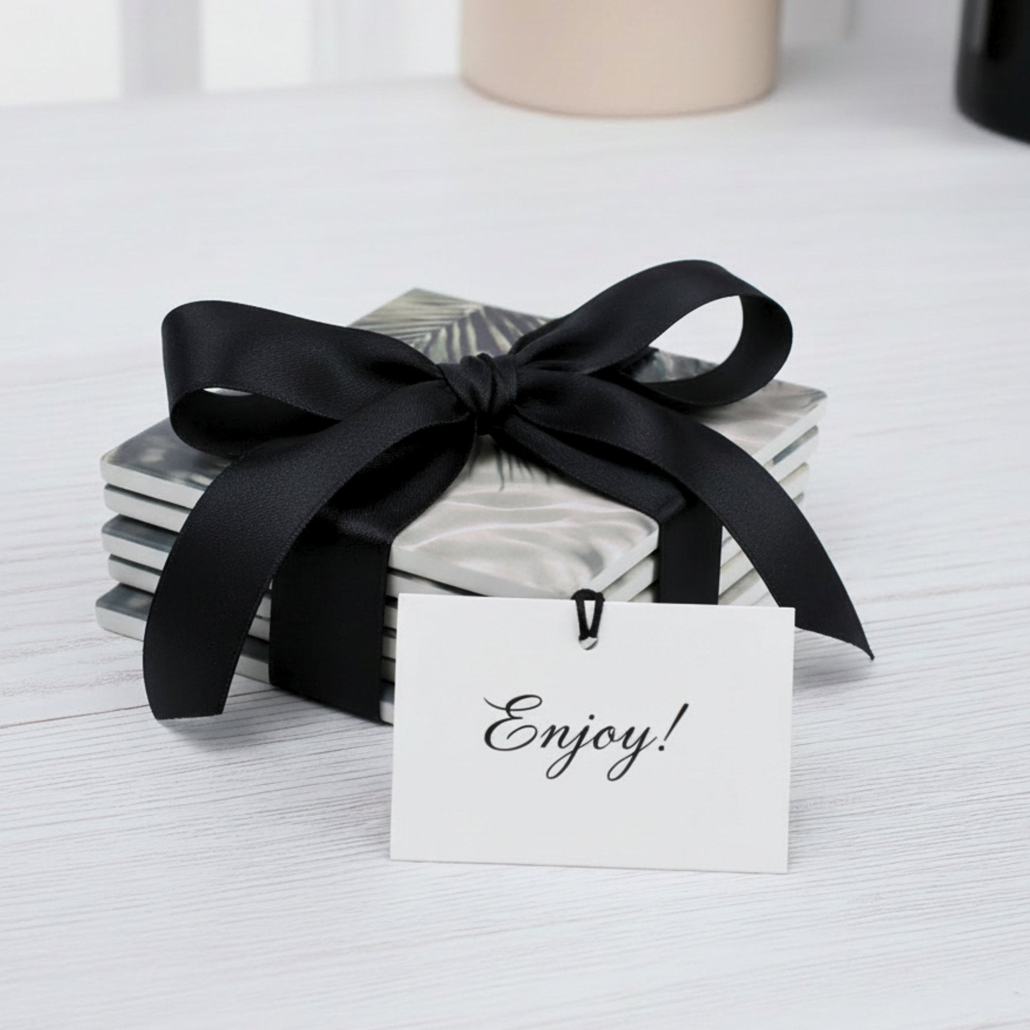 Jungle Leaf Pattern Ceramic Coaster - Mac and Lilly