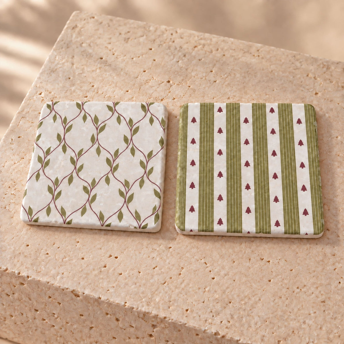 Marble Coasters | Mix & Match Patterned Designs | Genuine Botticino Marble - Mac and Lilly