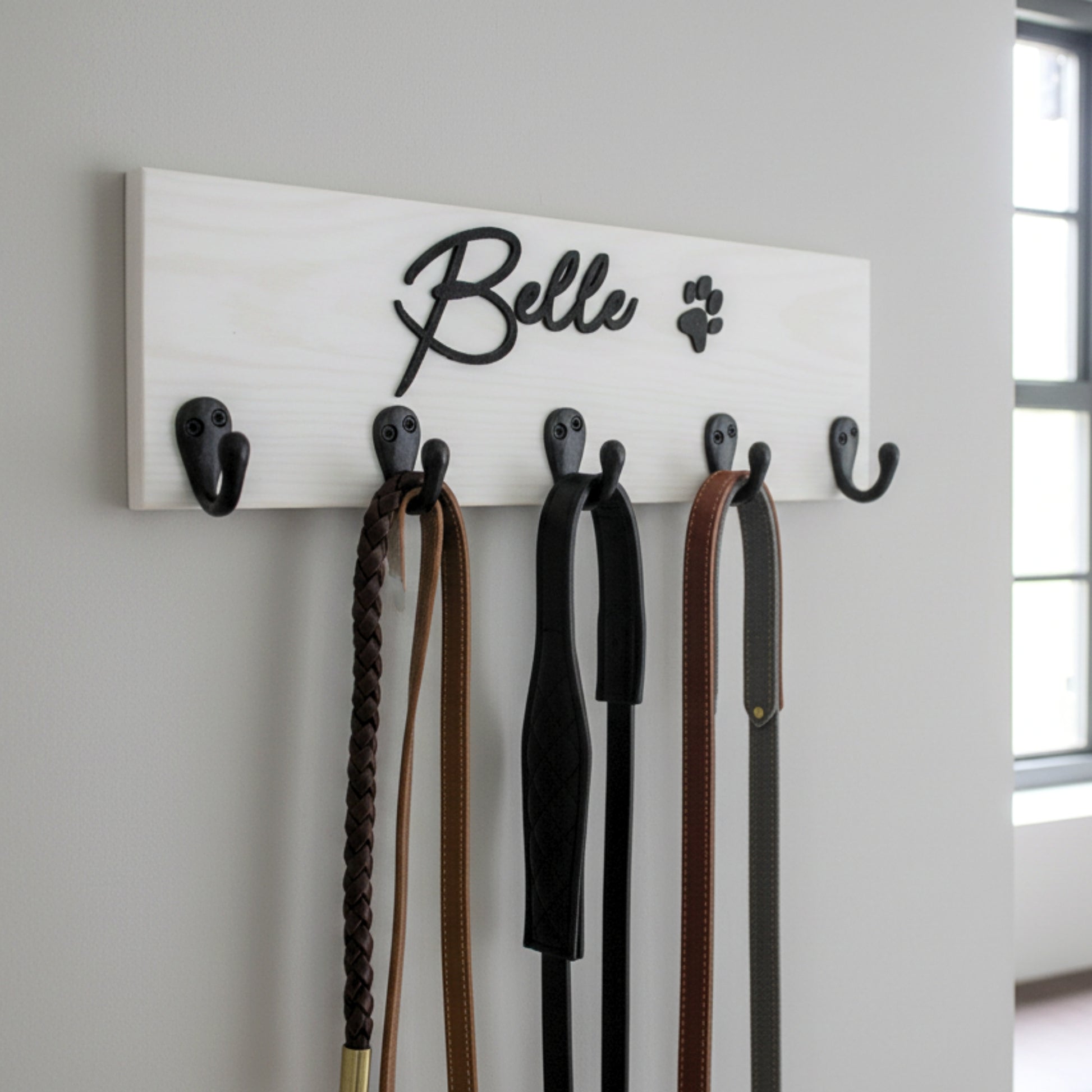 Personalised Dog Name Lead Holder | Raised Lettering - Mac and Lilly