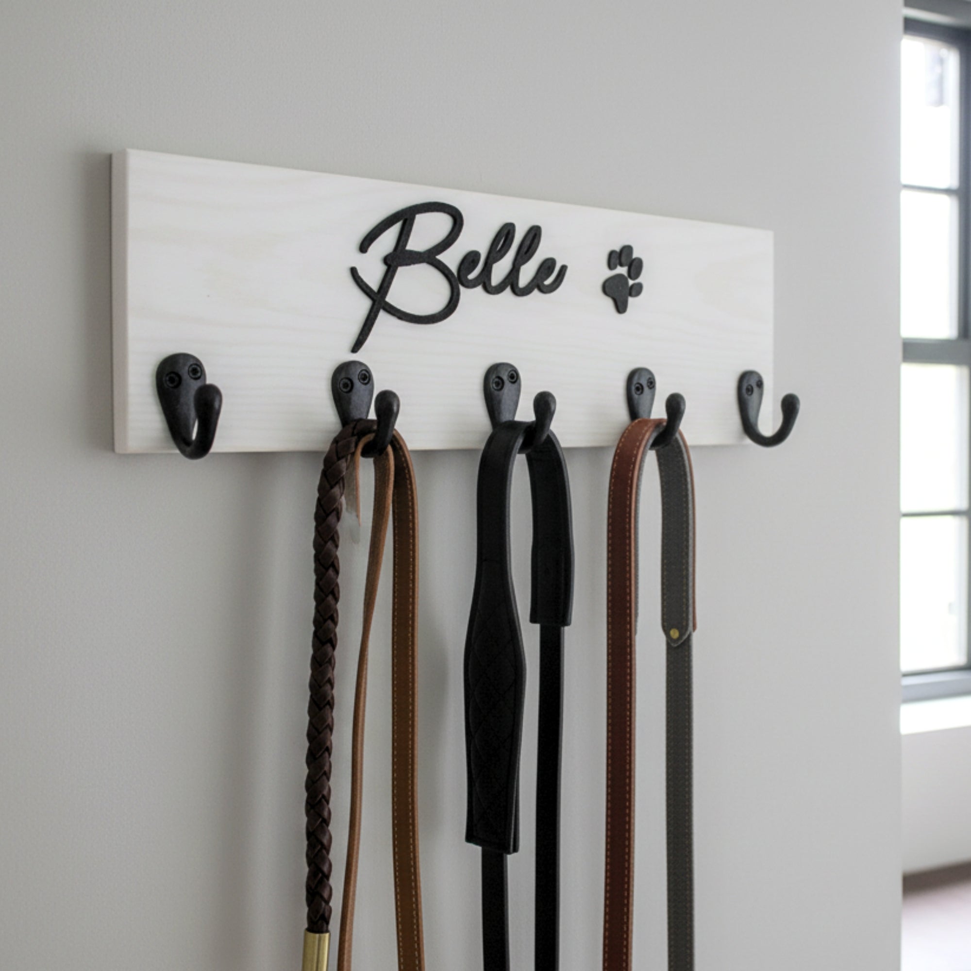 Personalised Dog Name Lead Holder | Raised Lettering - Mac and Lilly