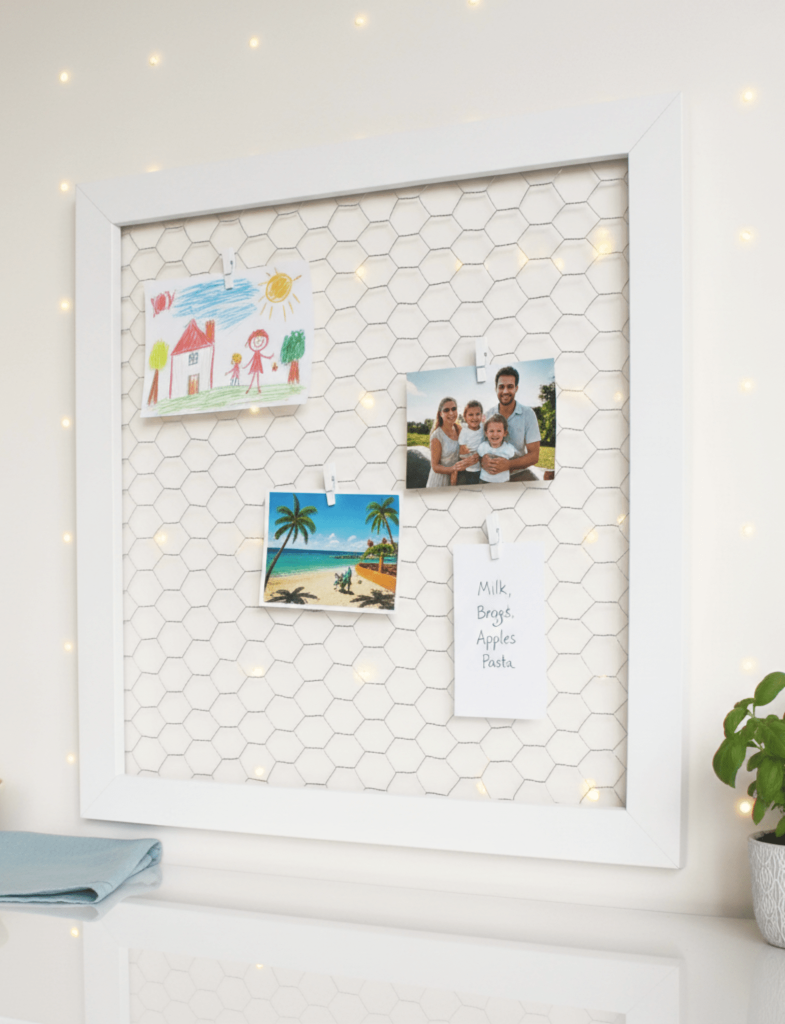 French Style Rustic Wire Memo Board - With Pegs - Mac and Lilly