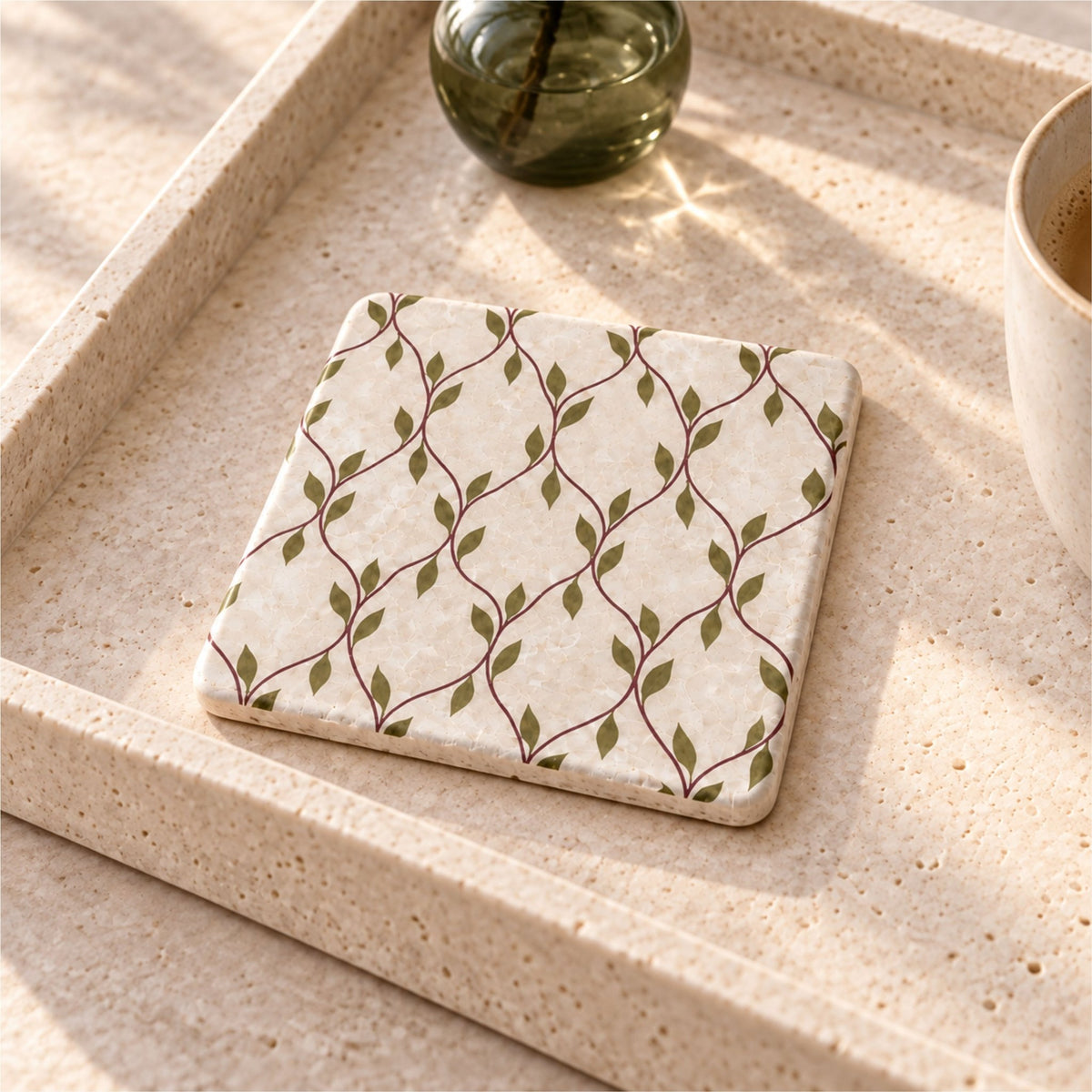 Marble Coasters | Mix & Match Patterned Designs | Genuine Botticino Marble - Mac and Lilly