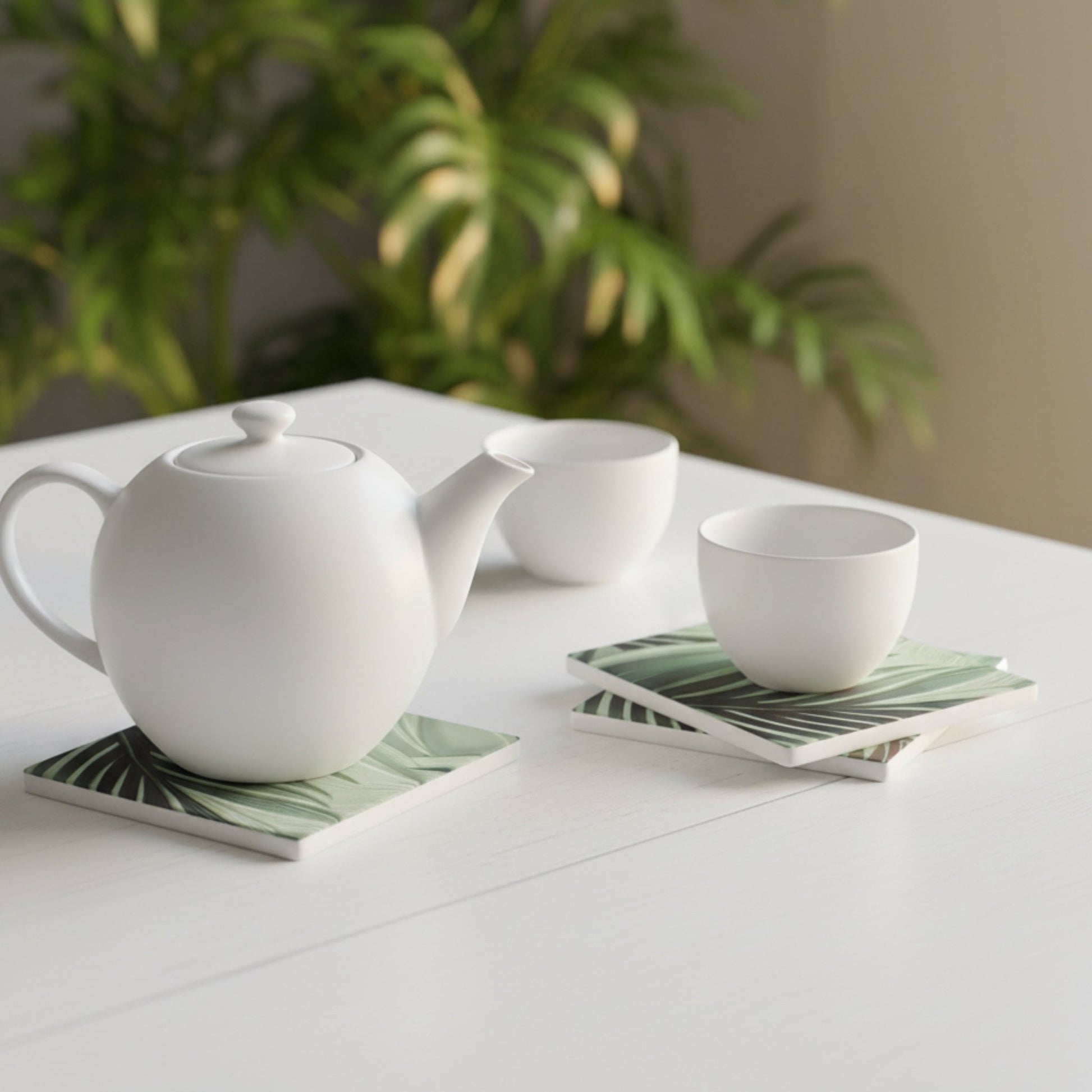 Large Leaf Ceramic Coaster Set of 4 - Mac and Lilly