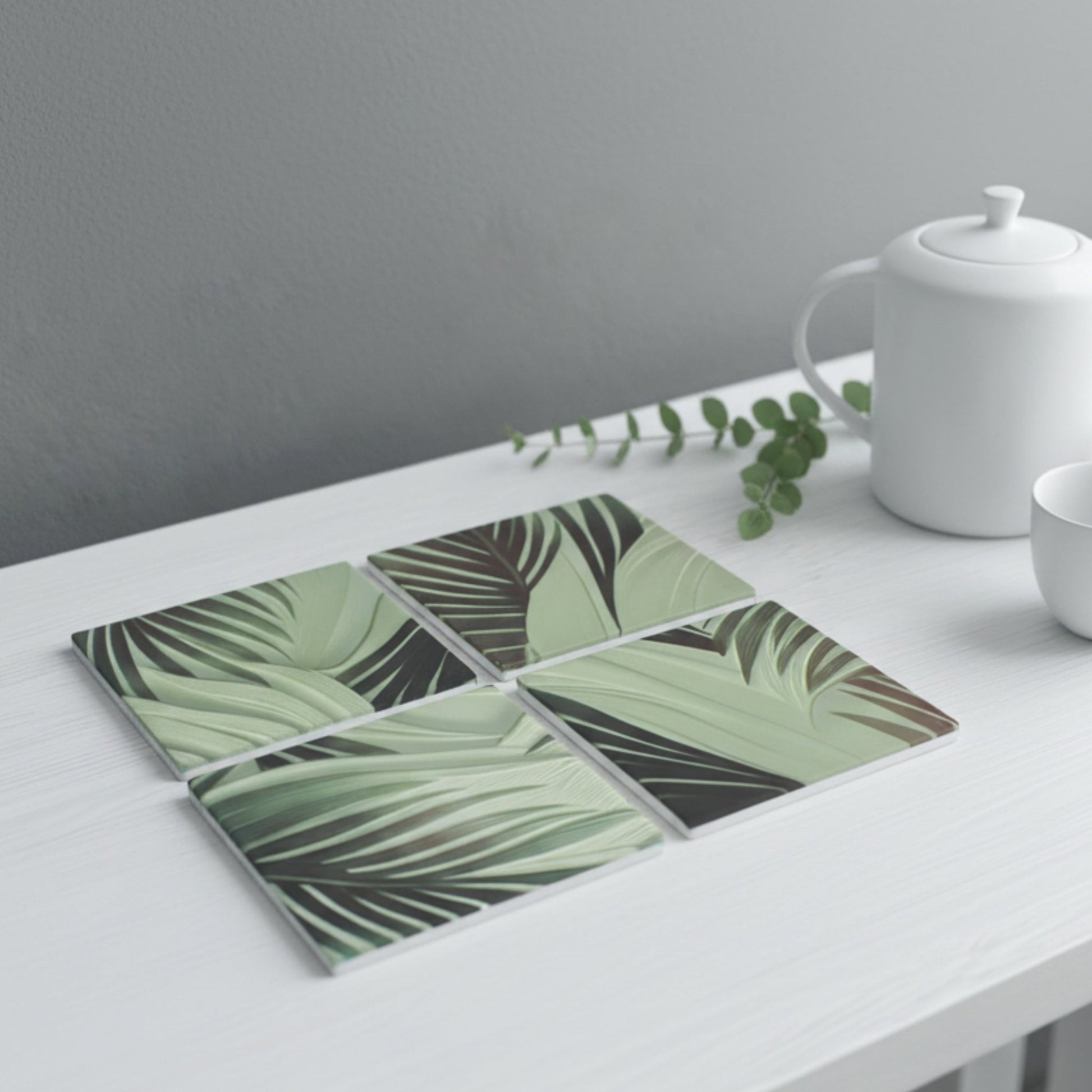 Large Leaf Ceramic Coaster Set of 4 - Mac and Lilly