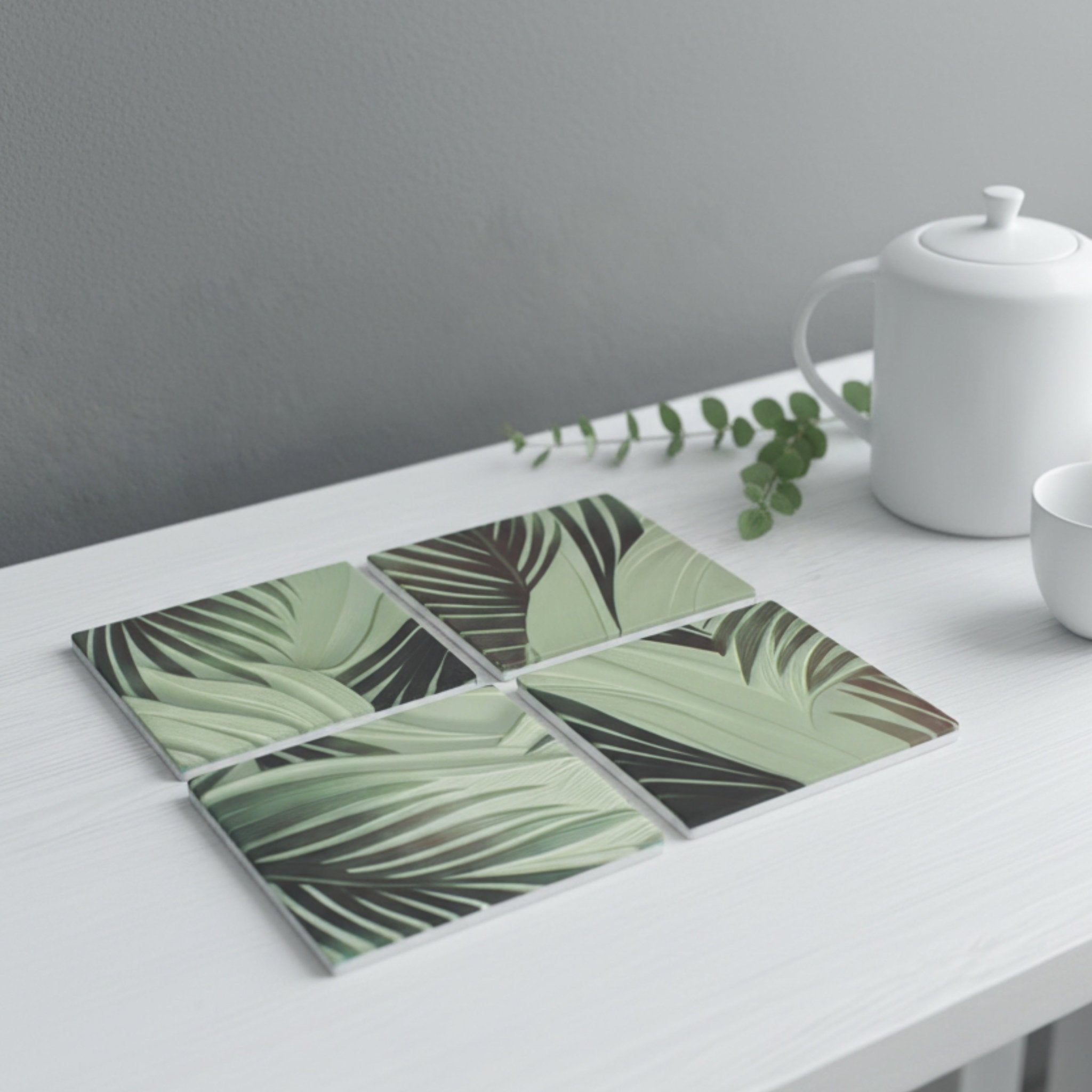 Large Leaf Ceramic Coaster Set of 4 - Mac and Lilly