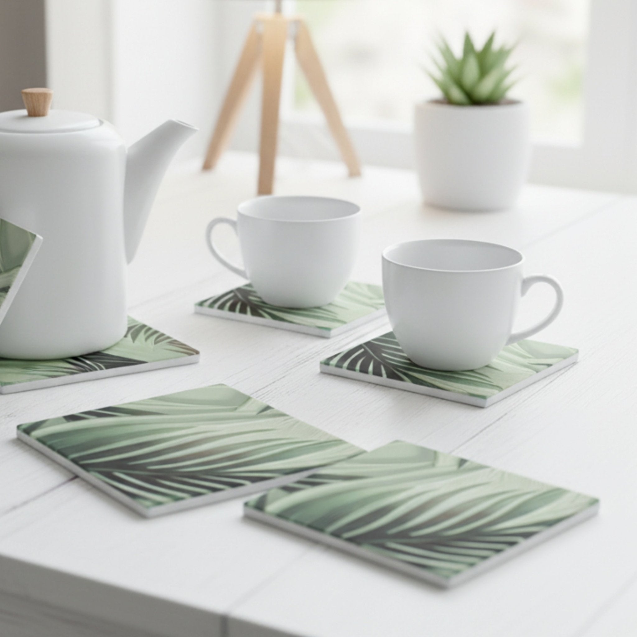 Large Leaf Ceramic Coaster Set of 4 - Mac and Lilly