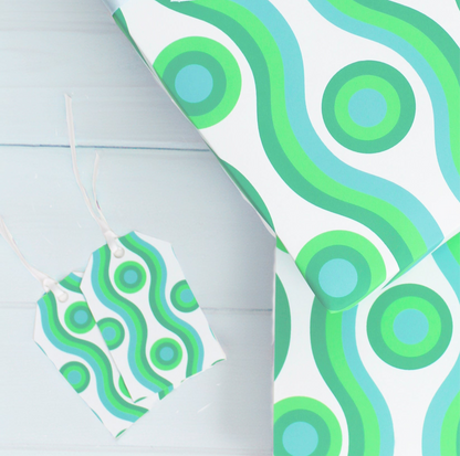 VibrantGreen Swirls and Circles Gift Wrapping Paper