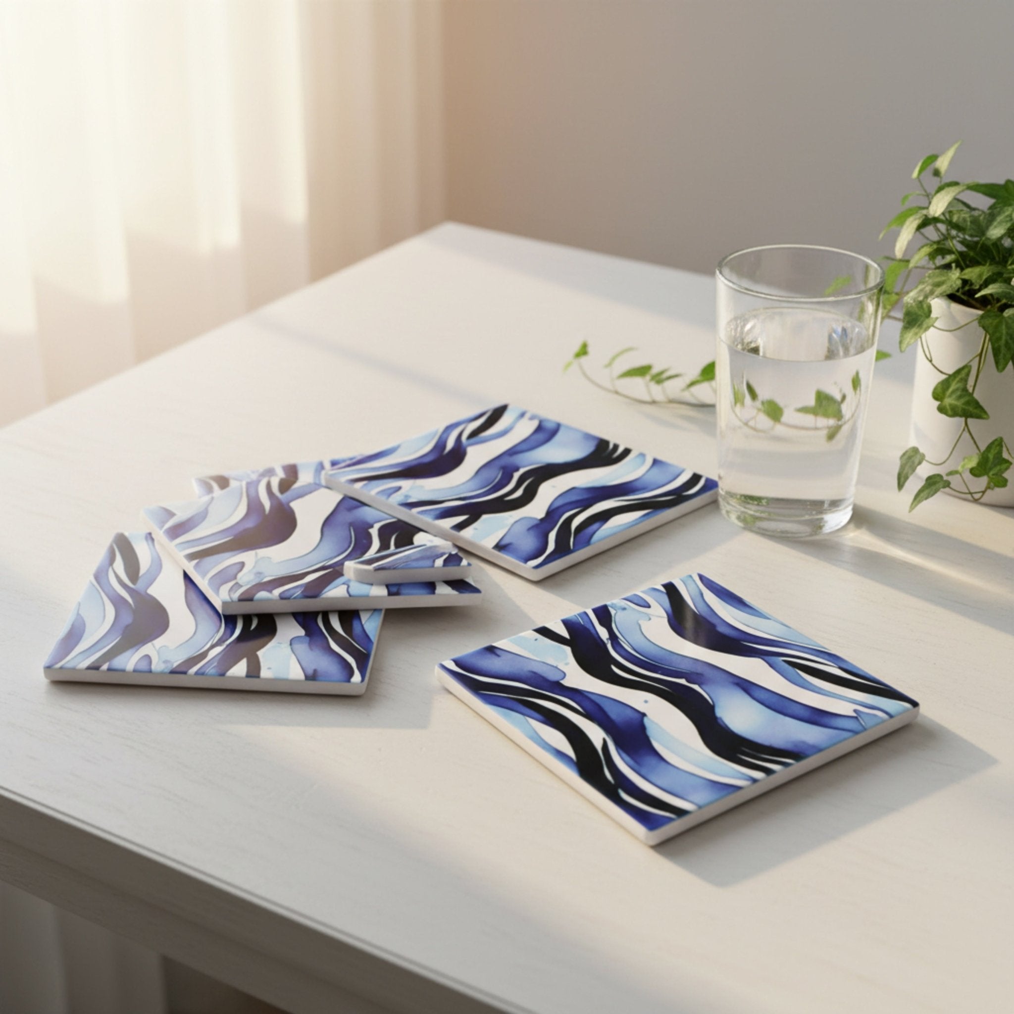 Waves Ceramic Coaster – Set of 4 - Mac and Lilly