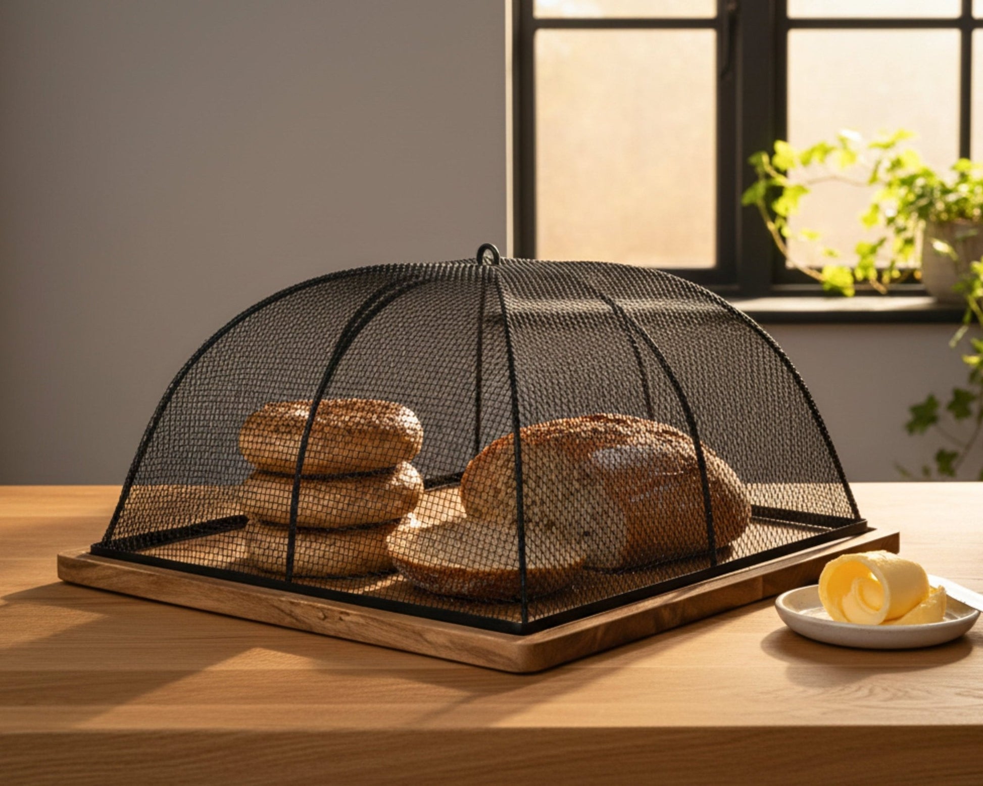 Acacia Wooden Food Cover with Mesh Dome - Mac and Lilly