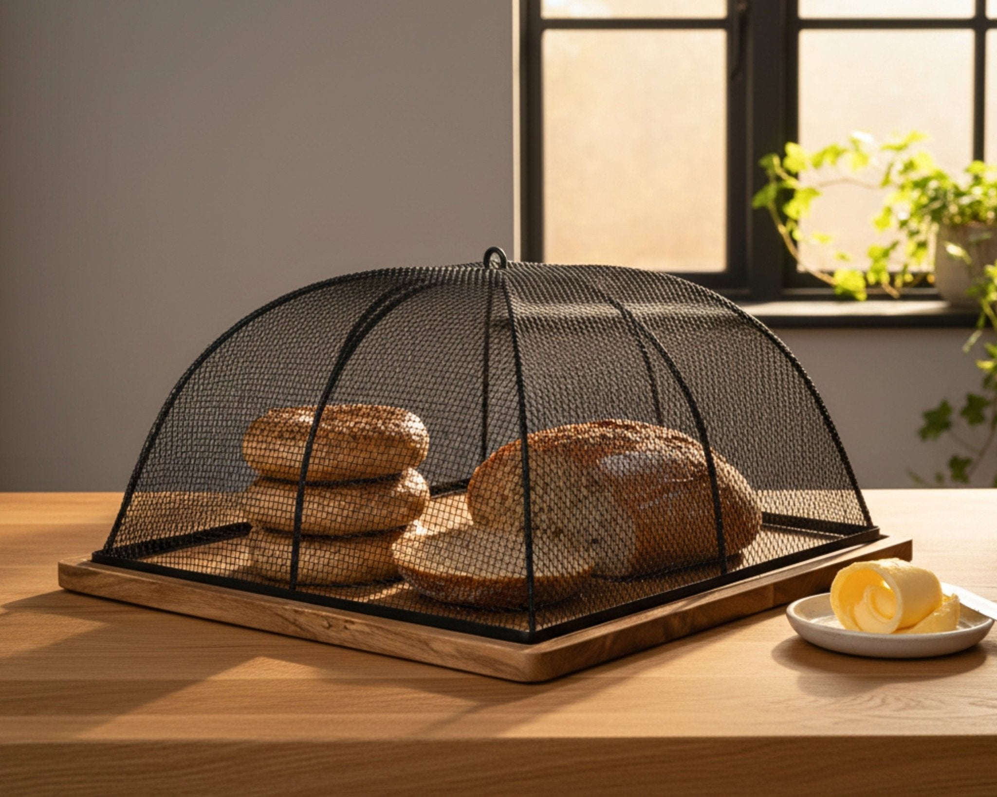 Acacia Wooden Food Cover with Mesh Dome - Mac and Lilly