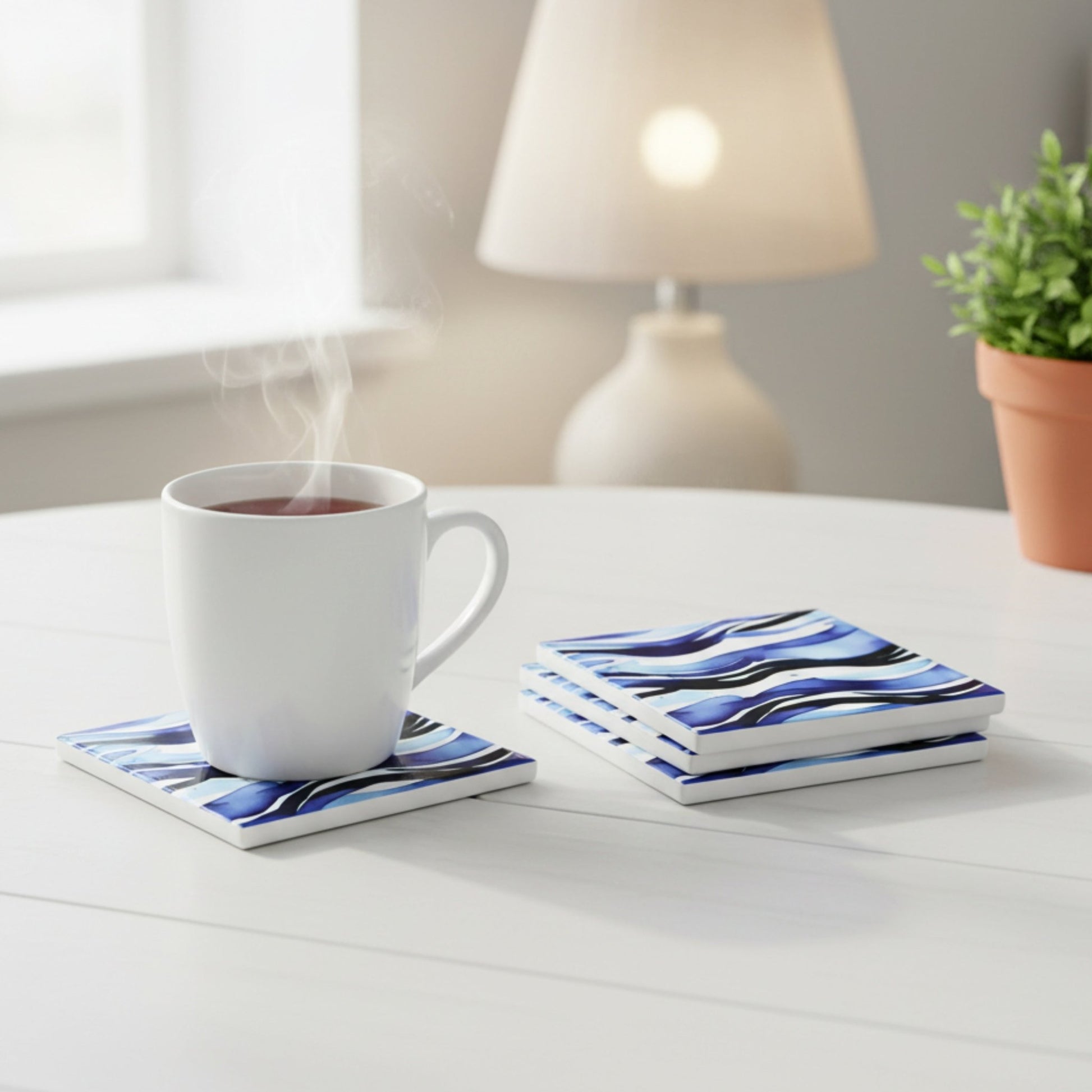 Waves Ceramic Coaster – Set of 4 - Mac and Lilly